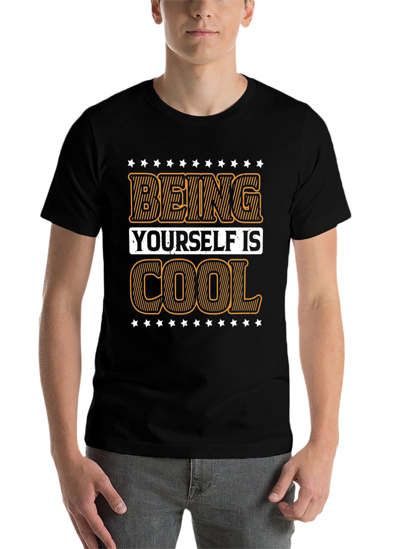 Black Being Yourself is Cool Black Graphic Tee view 7