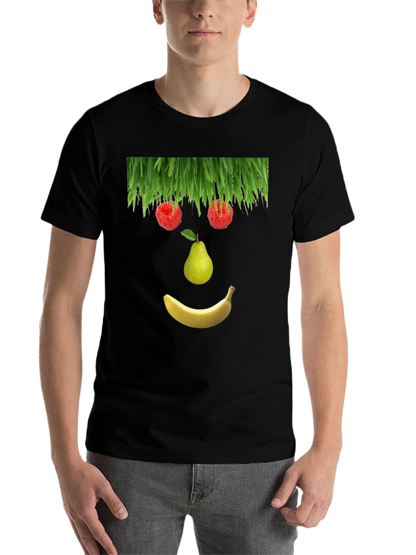 Black Fruit Face Graphic Black T-Shirt view 7