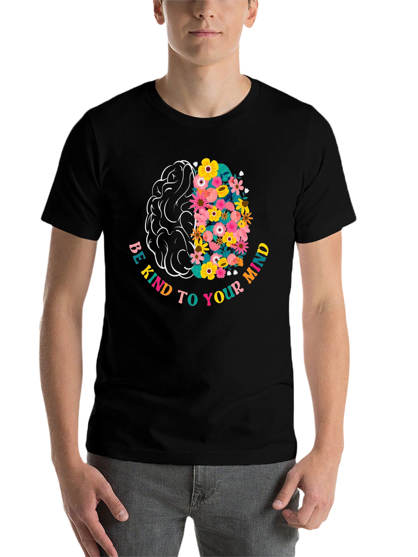 Black Be Kind To Your Mind Graphic Tee view 7
