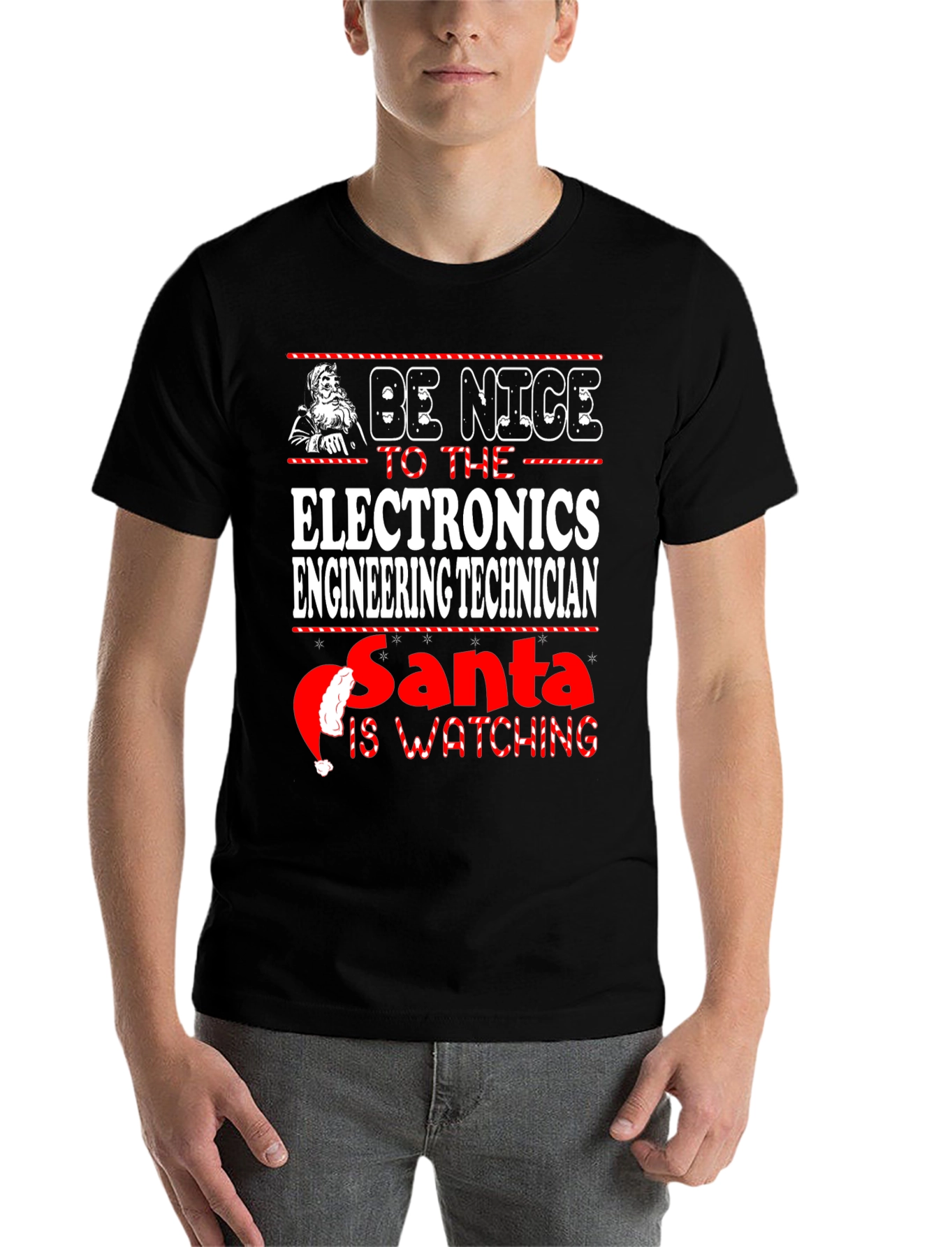 Black Electronics Engineering Technician Christmas T-Shirt view 7