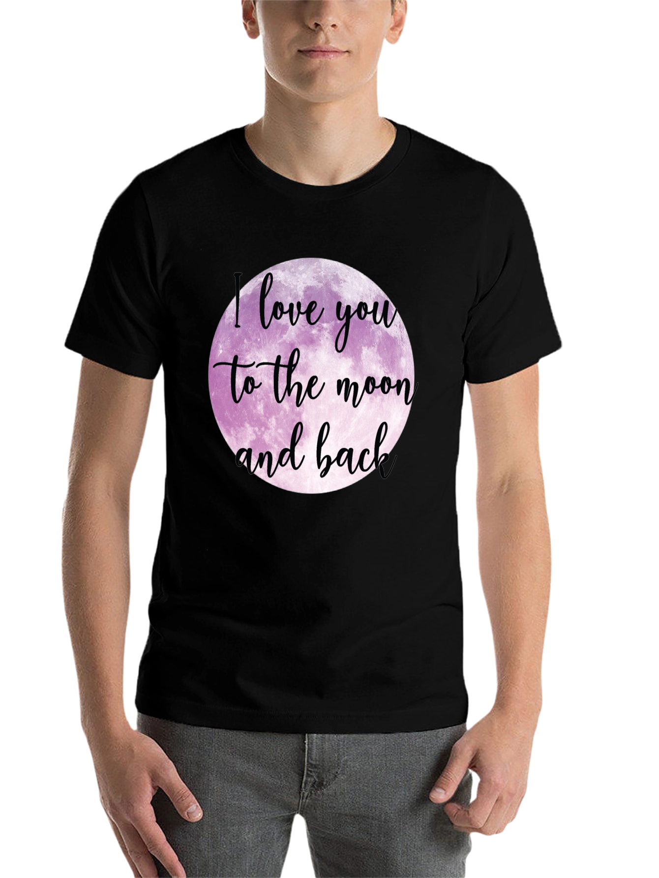 Black I Love You to the Moon and Back Black T-Shirt view 7