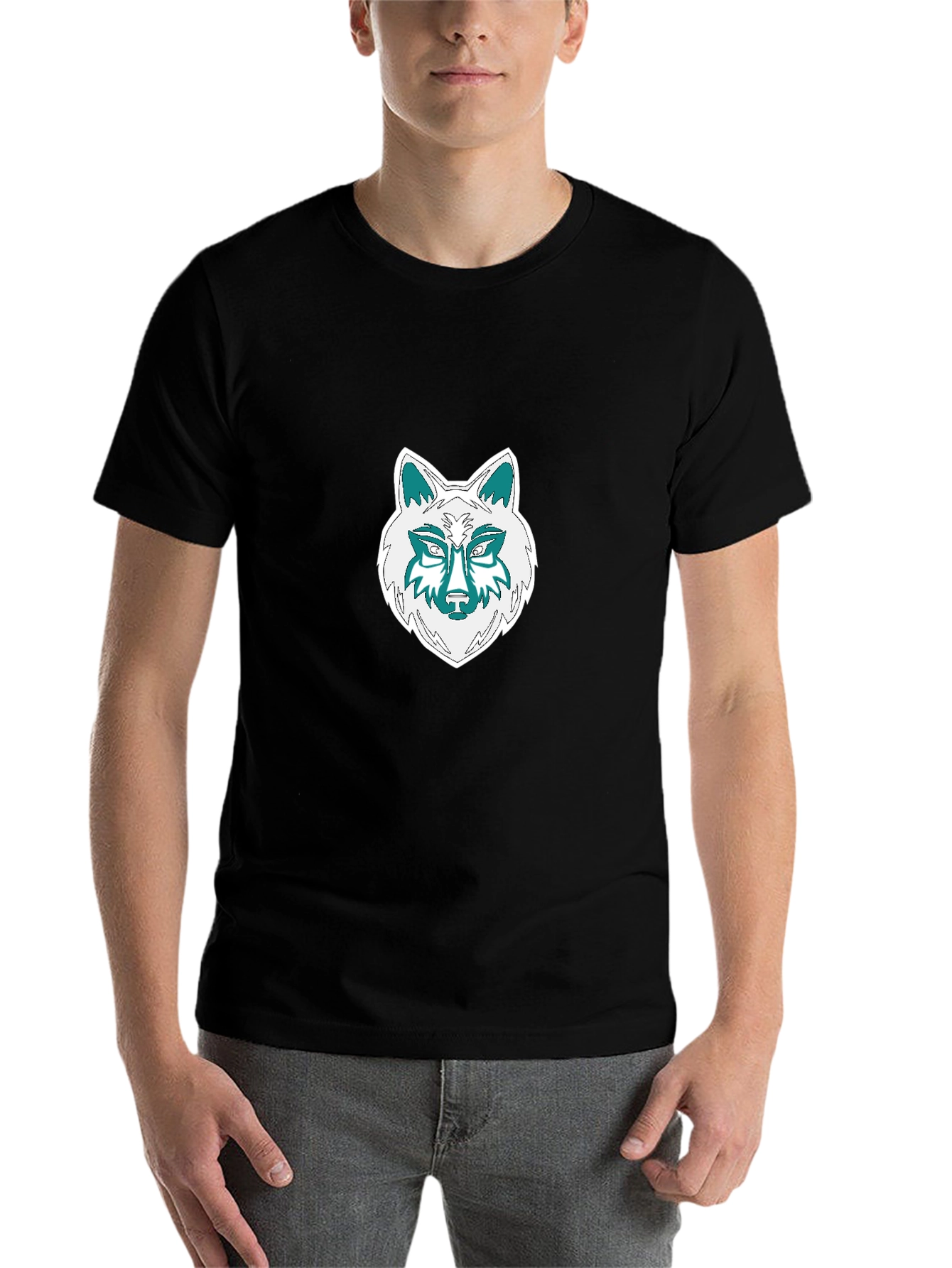 Black Wolf Graphic Tee - Black Cotton Blend T-Shirt view 7