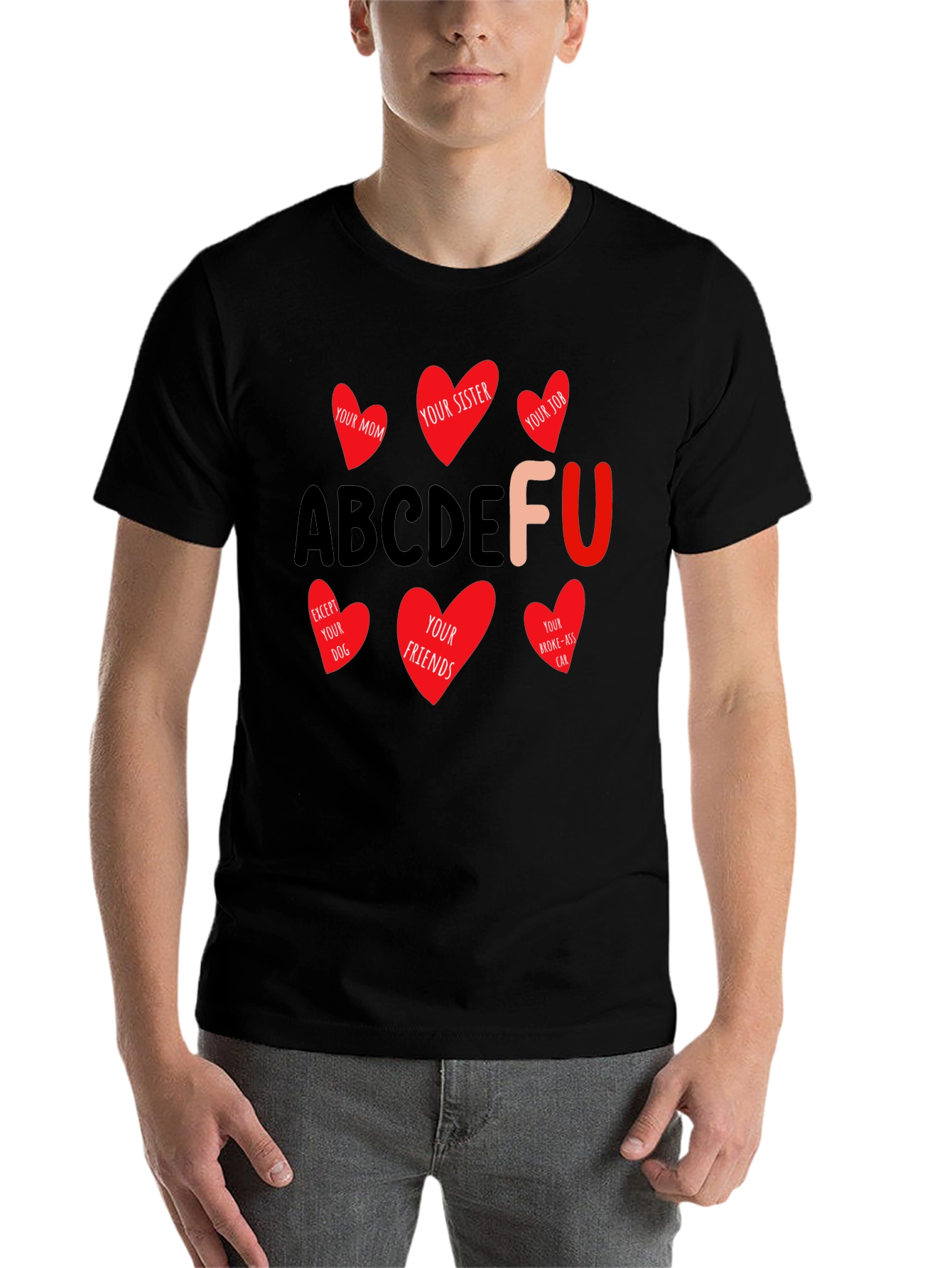 Black ABCDEFU T-Shirt Funny Graphic Tee view 7