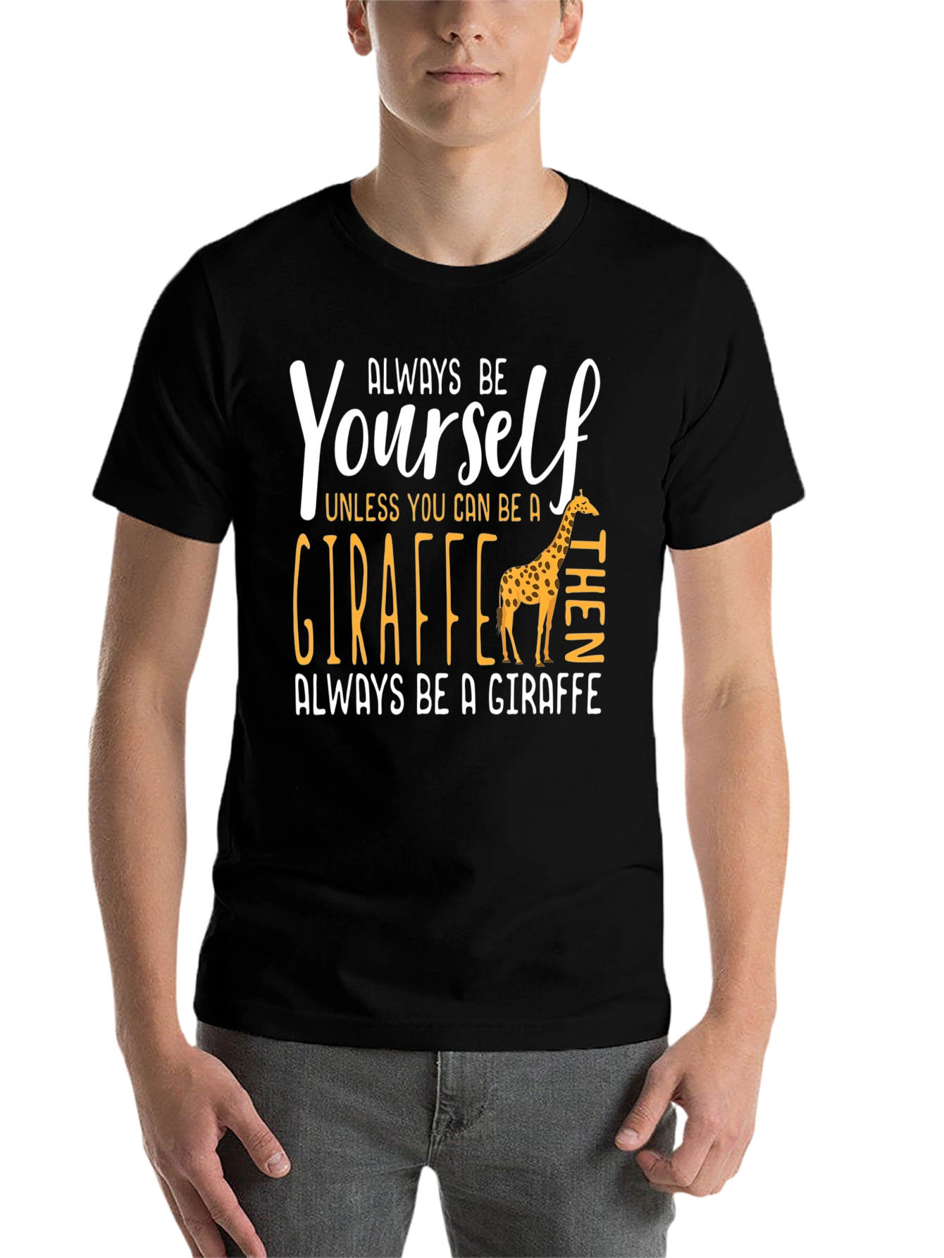 Black Always Be Yourself Giraffe Graphic Tee view 7