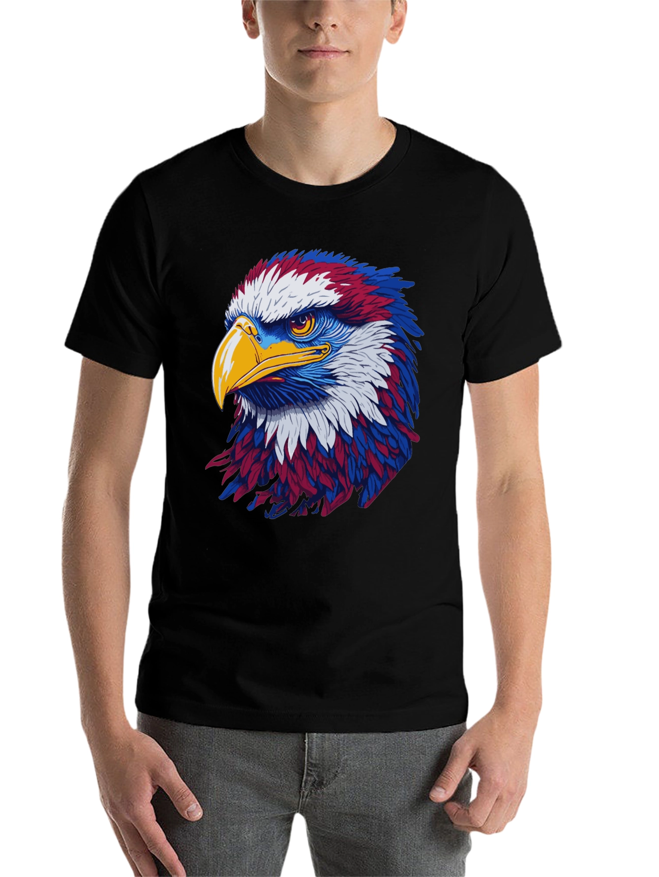 Black Patriotic Eagle Graphic Black T-Shirt view 7