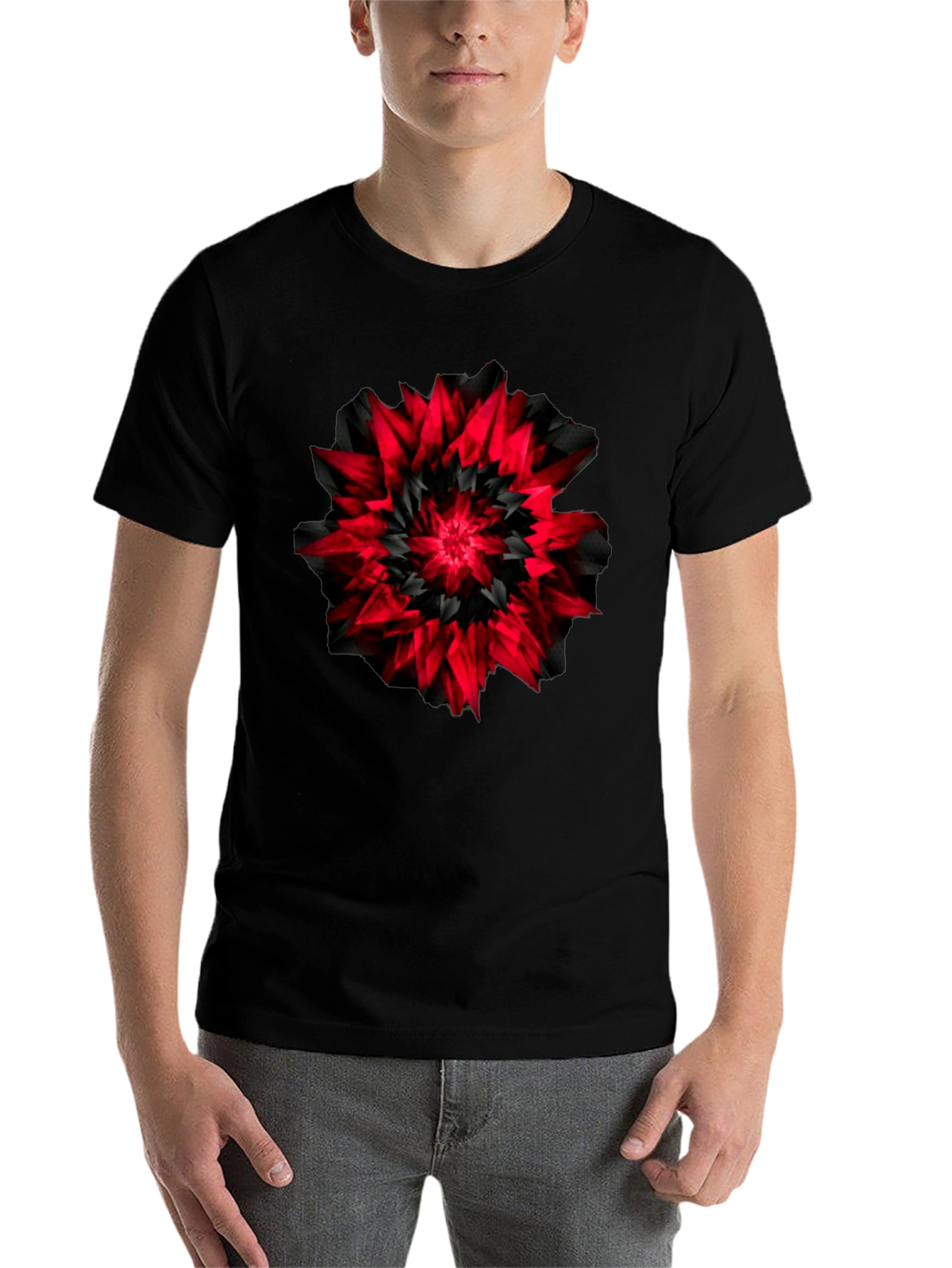Black Abstract Black & Red Graphic Tee view 7