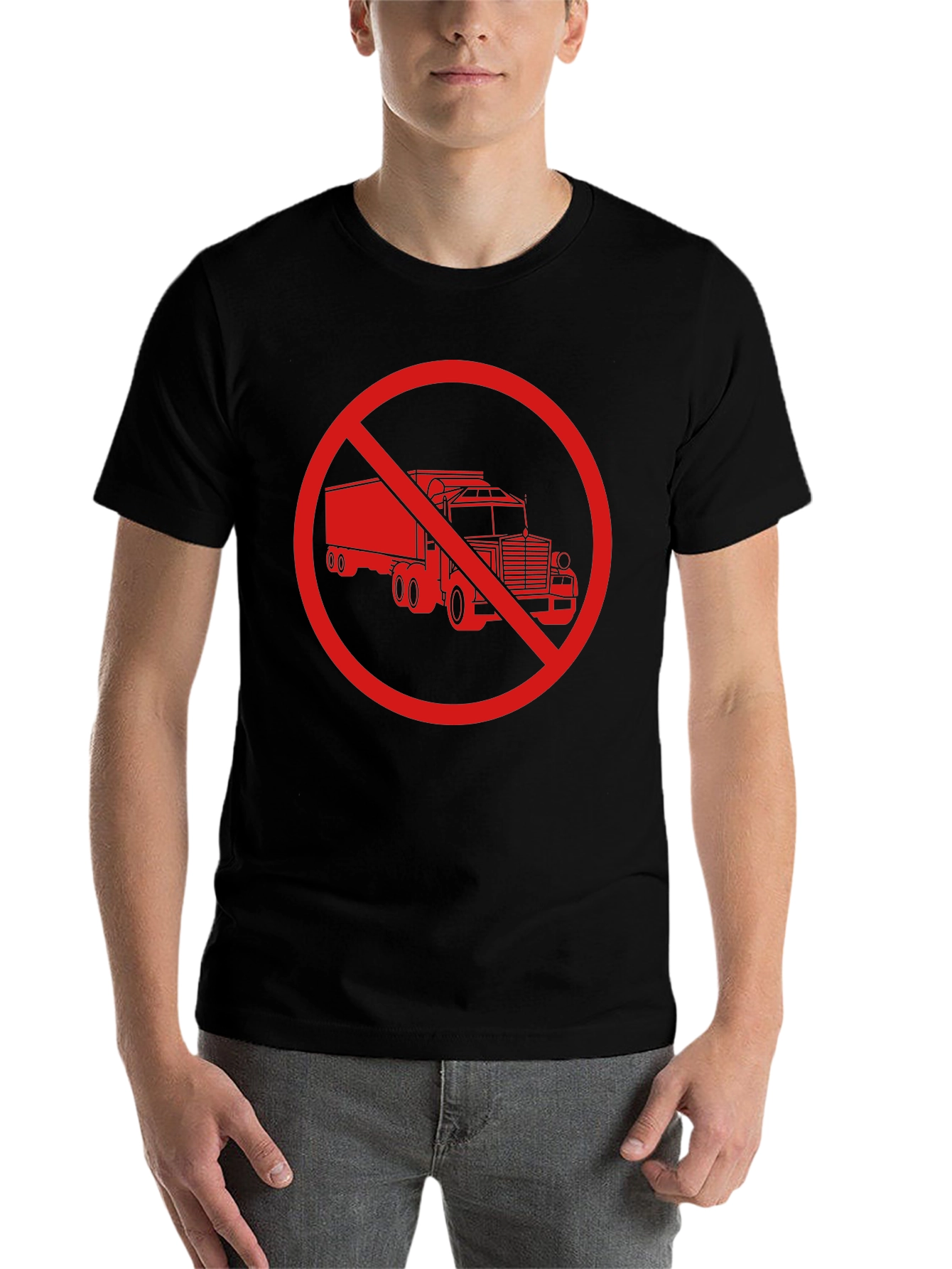 Black No Trucks Allowed T-Shirt - Black Crew Neck view 7