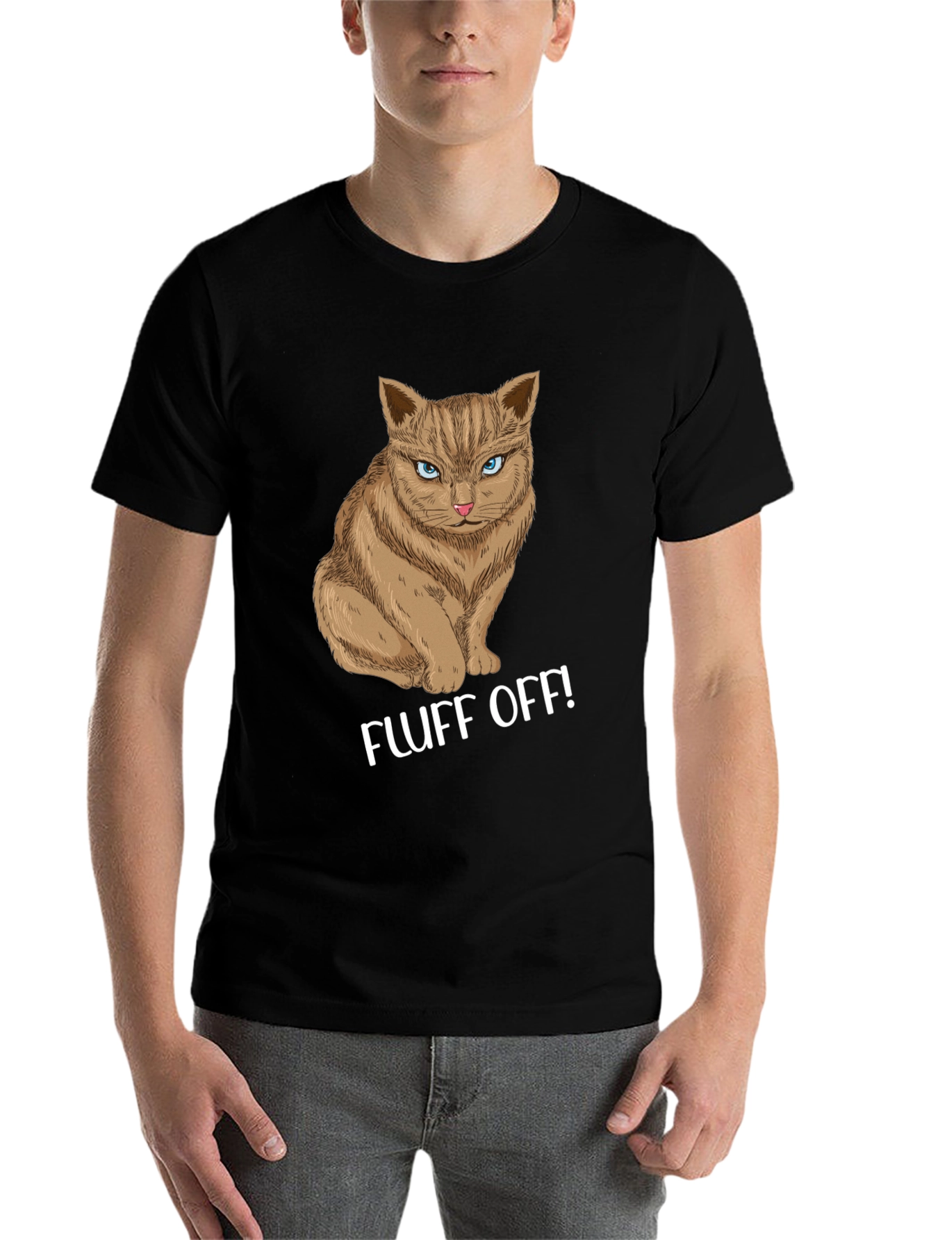 Black Fluff Off! Cat Graphic Tee view 7