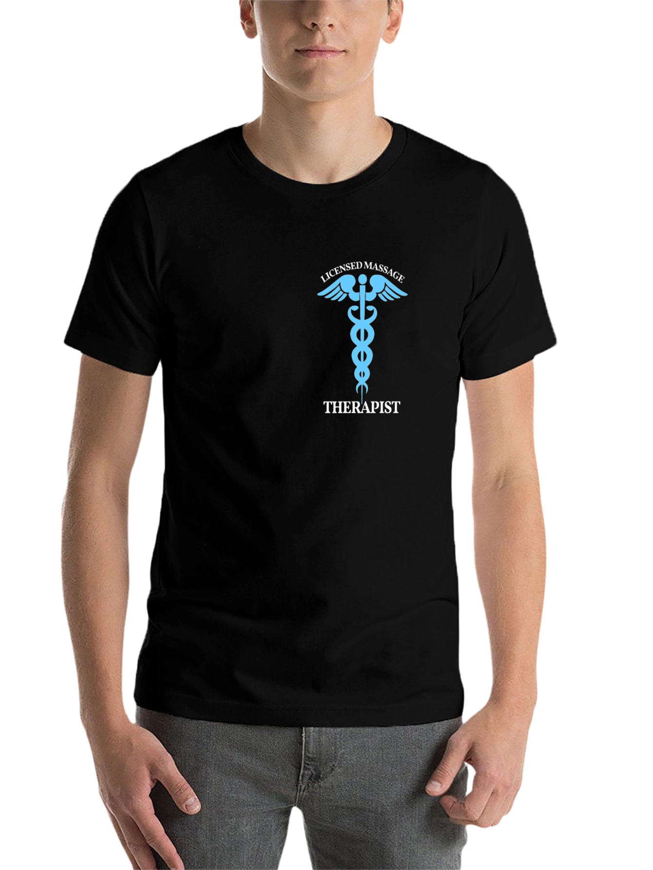 Black Licensed Massage Therapist T-Shirt - Black view 7