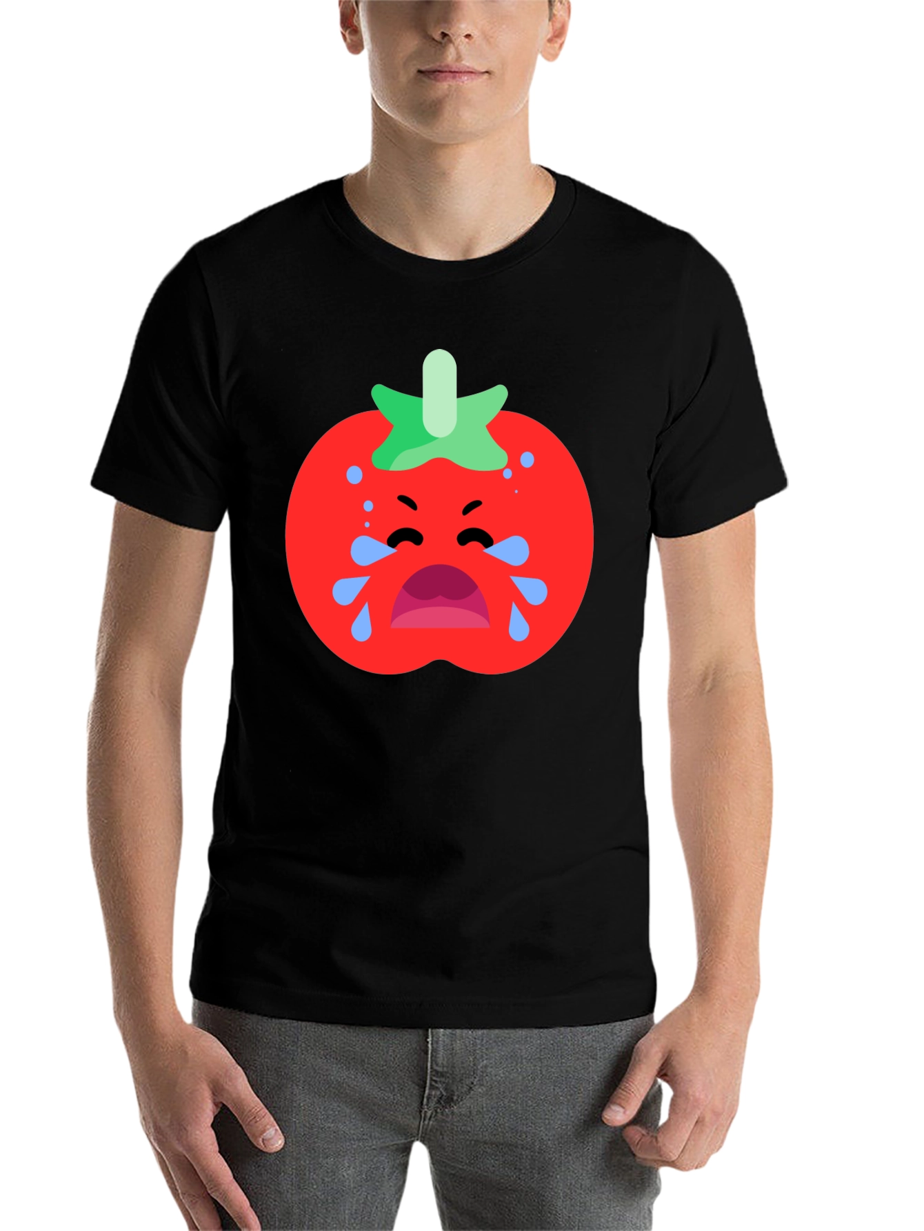 Black Crying Tomato Graphic Tee - Black Cotton T-Shirt view 7