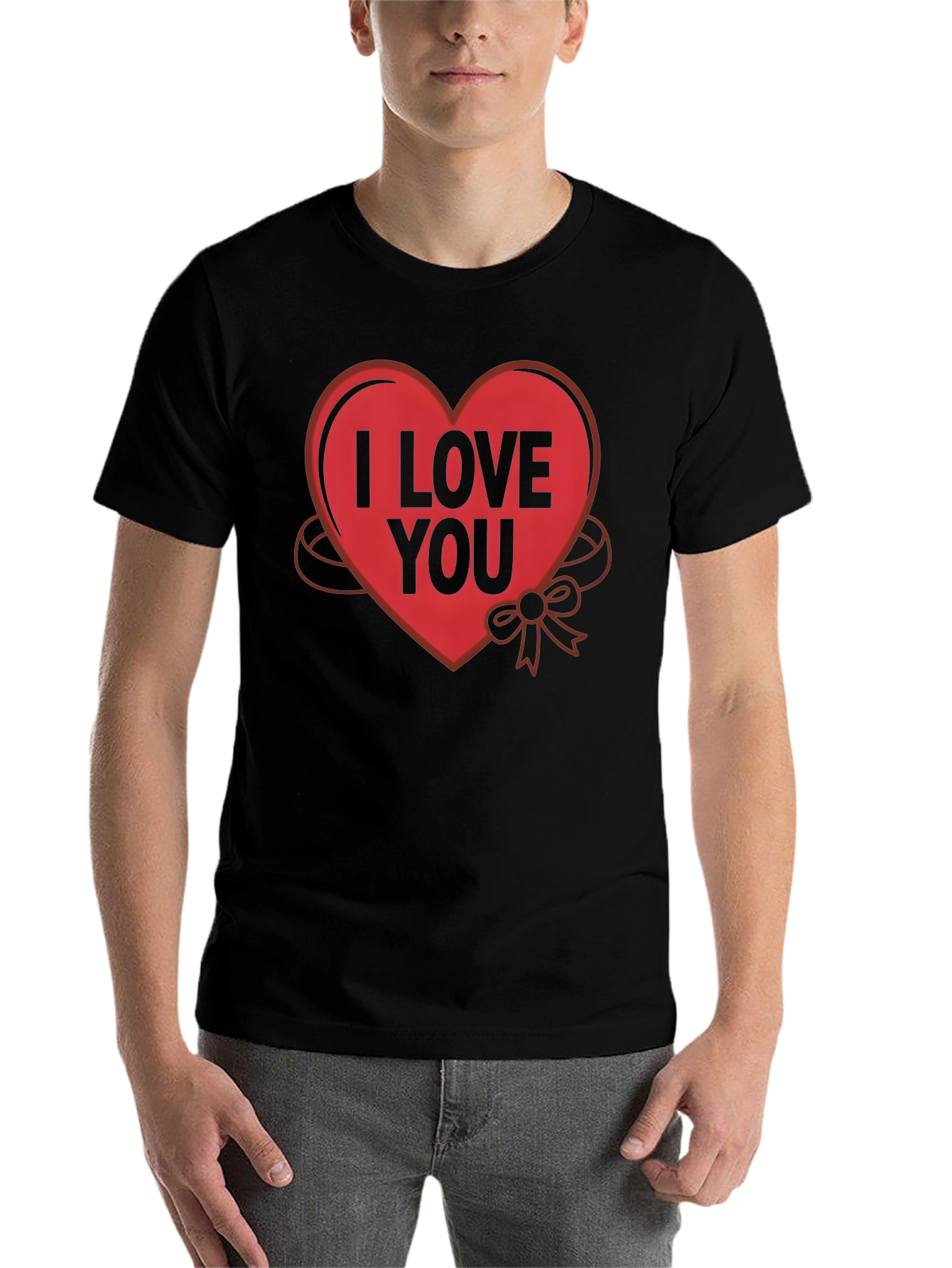 Black I Love You Heart Graphic T-Shirt view 7