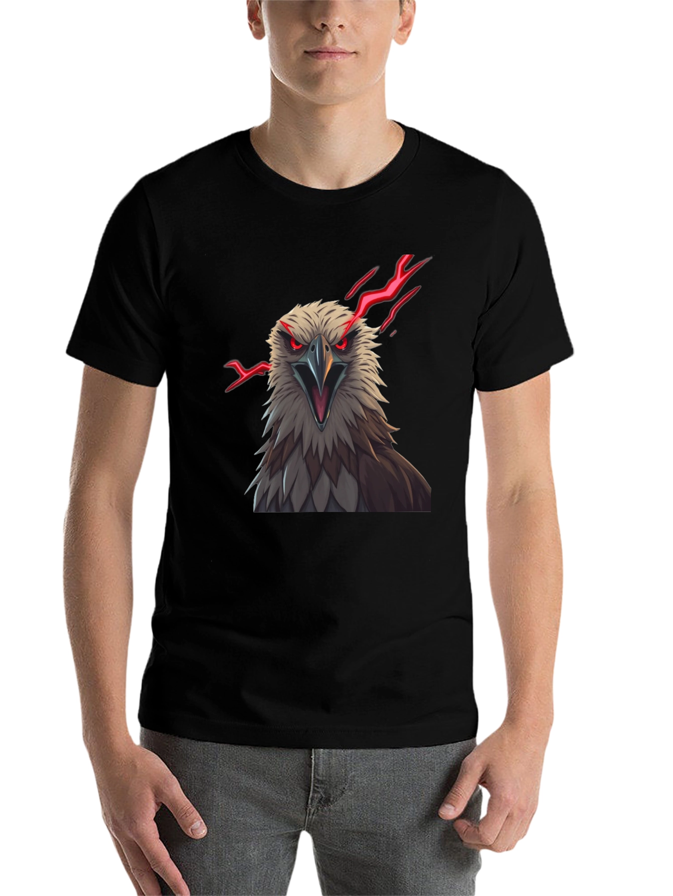 Black Men's Eagle Graphic Print Tee - Black view 7