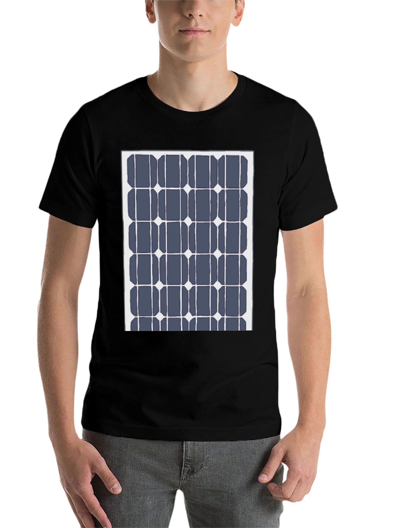 Black Solar Panel Grid Black Tee view 7