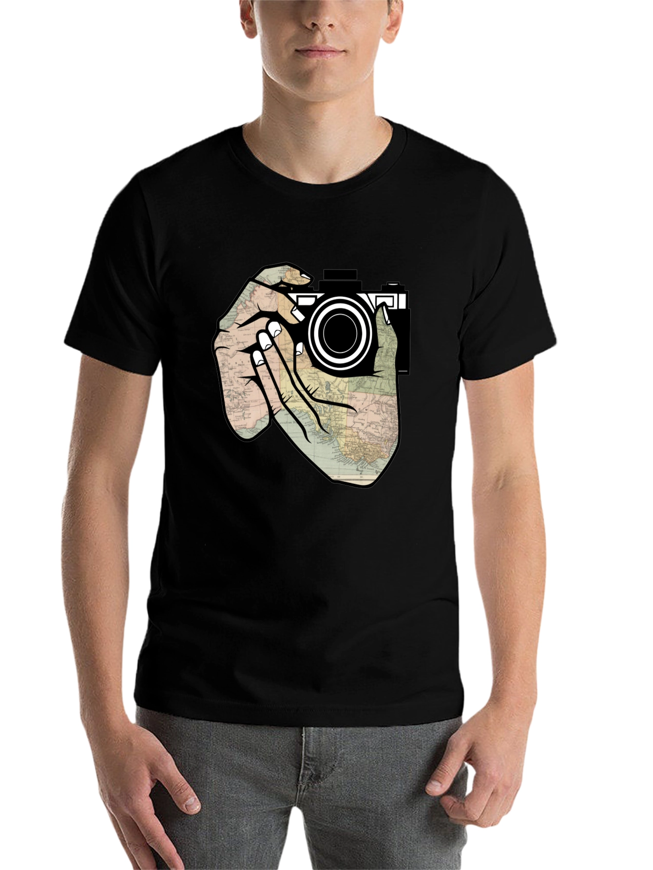 Black Photographer's Map T-Shirt view 7