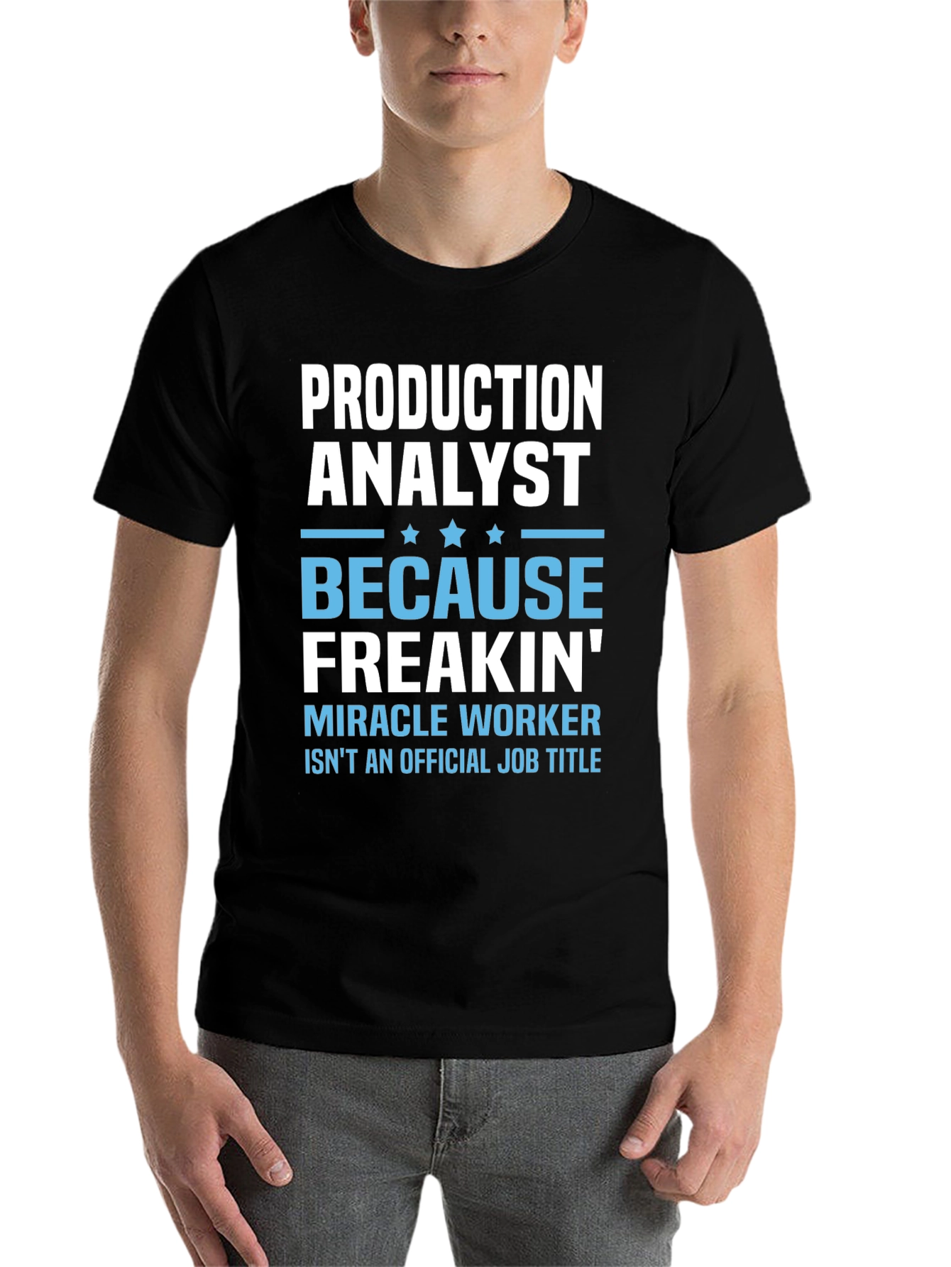 Black Production Analyst Funny Job Title T-Shirt view 7