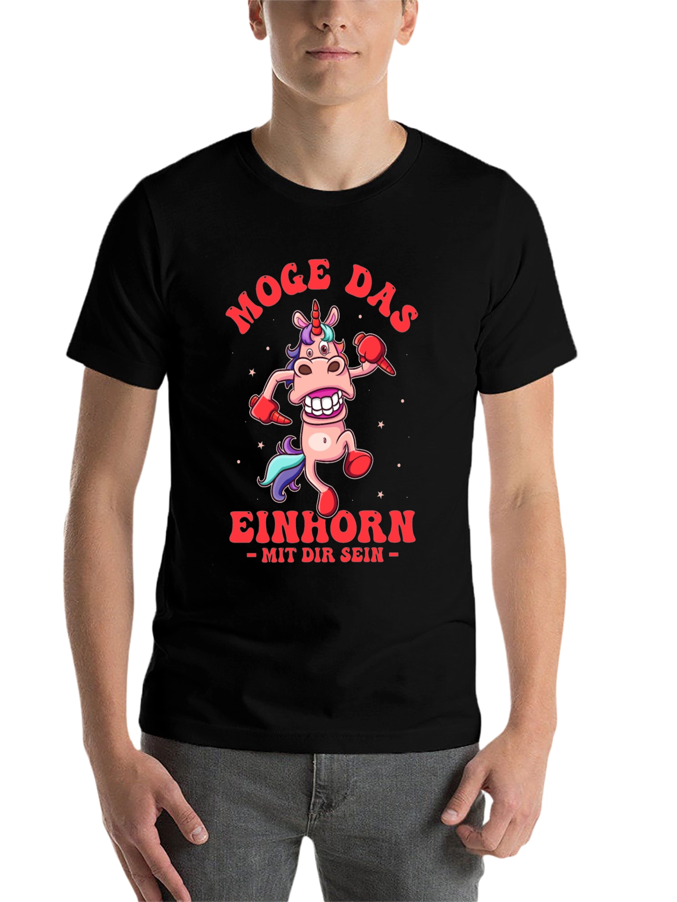 Black Funny Unicorn T-Shirt - Moge Das Einhorn view 7