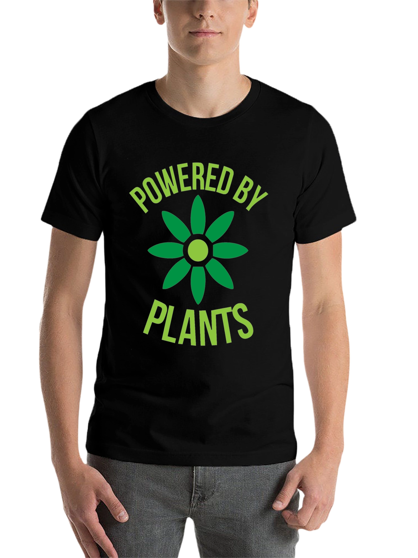 Black Powered By Plants Graphic Tee - Vegan T-Shirt view 7