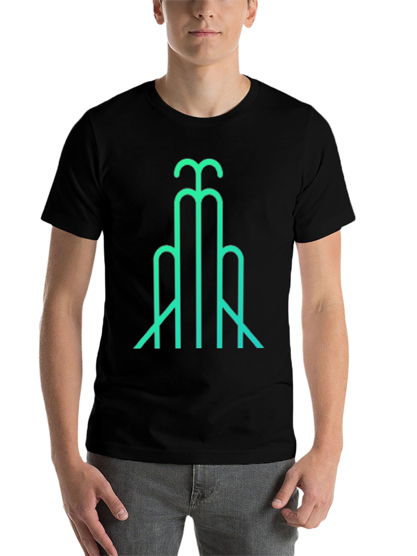 Black Abstract Line Art T-Shirt - Modern Geometric Design view 7