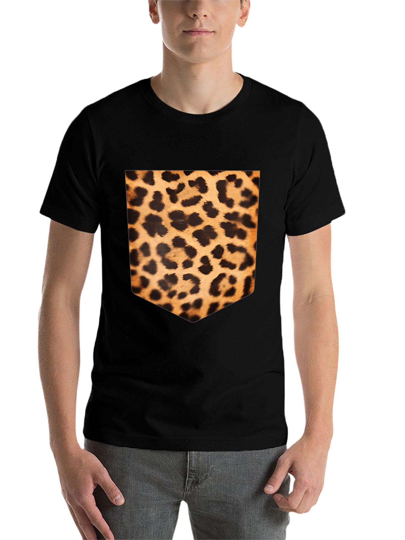 Black Leopard Print Pocket Tee view 7