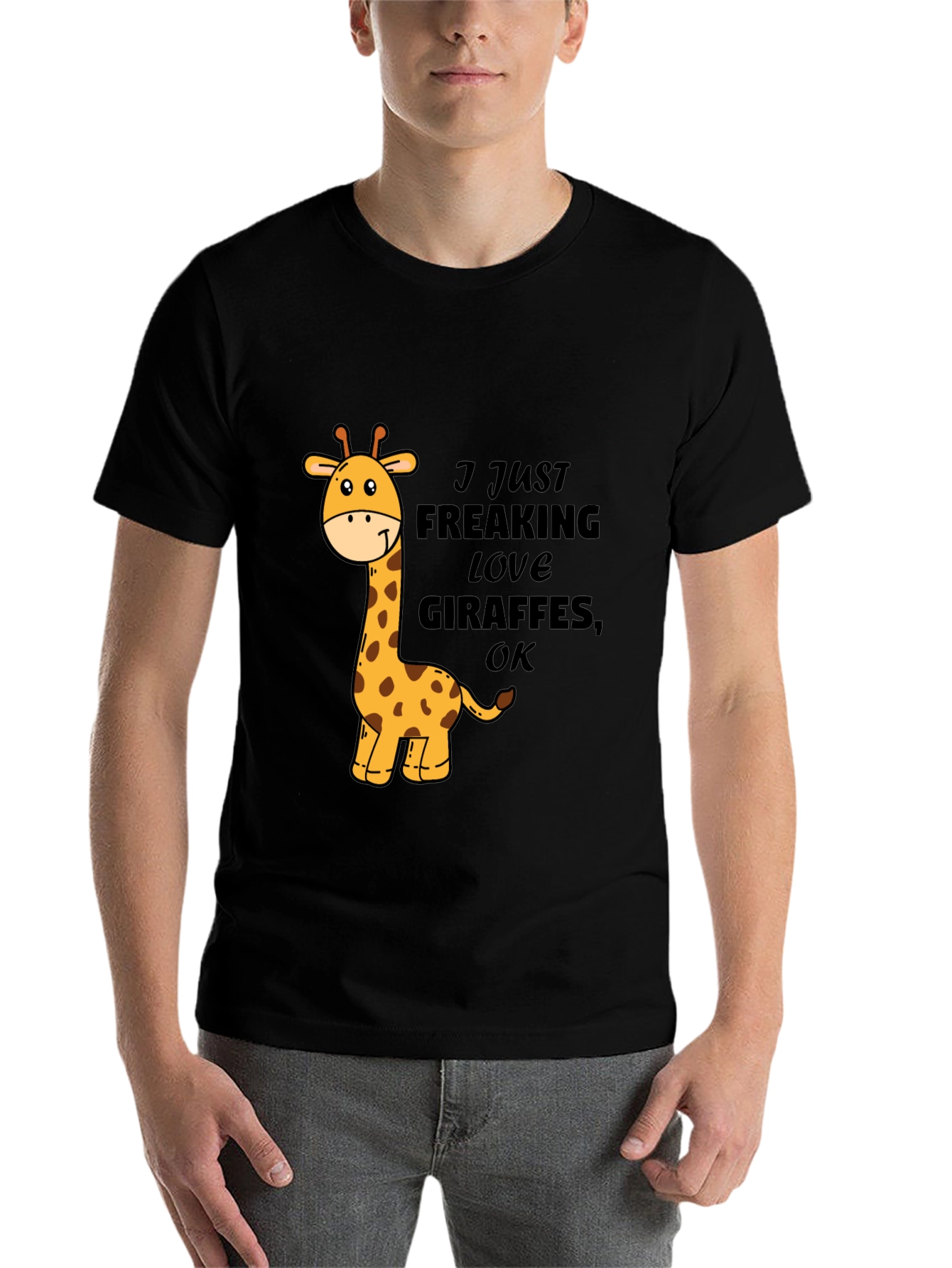 Black I Love Giraffes Black T-Shirt view 7