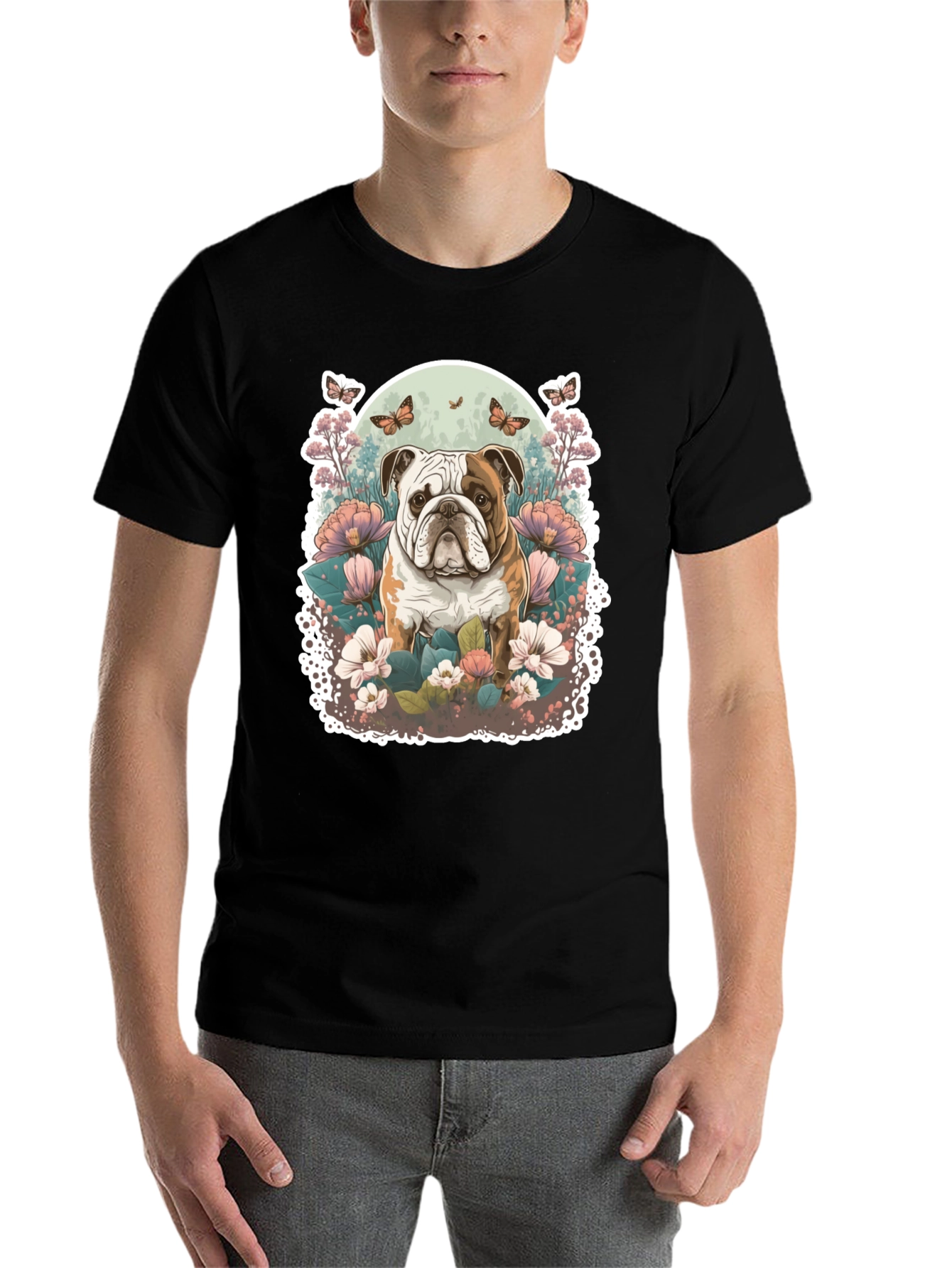 Black Bulldog Floral T-Shirt view 7