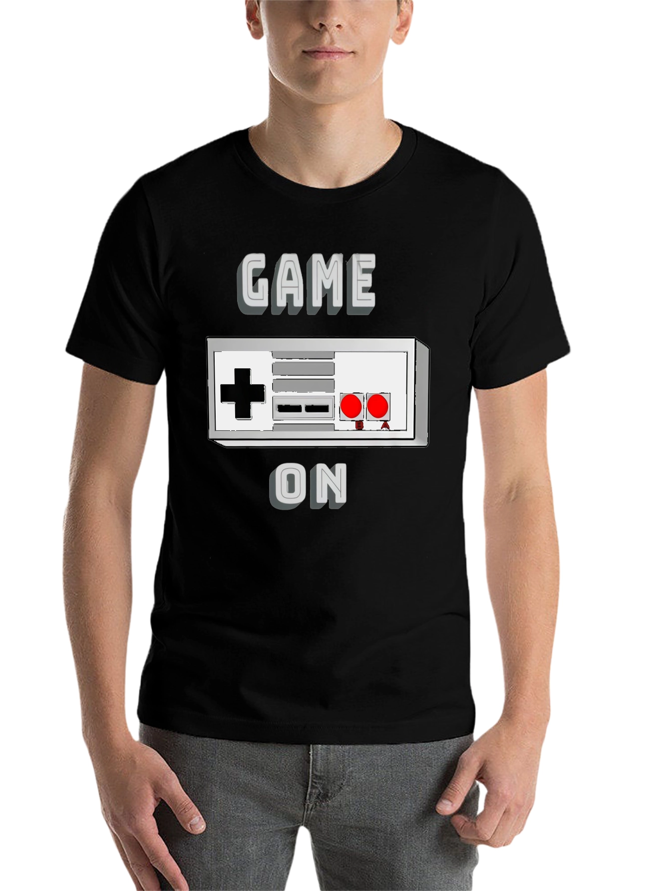 Black Game On Retro Controller T-Shirt view 7