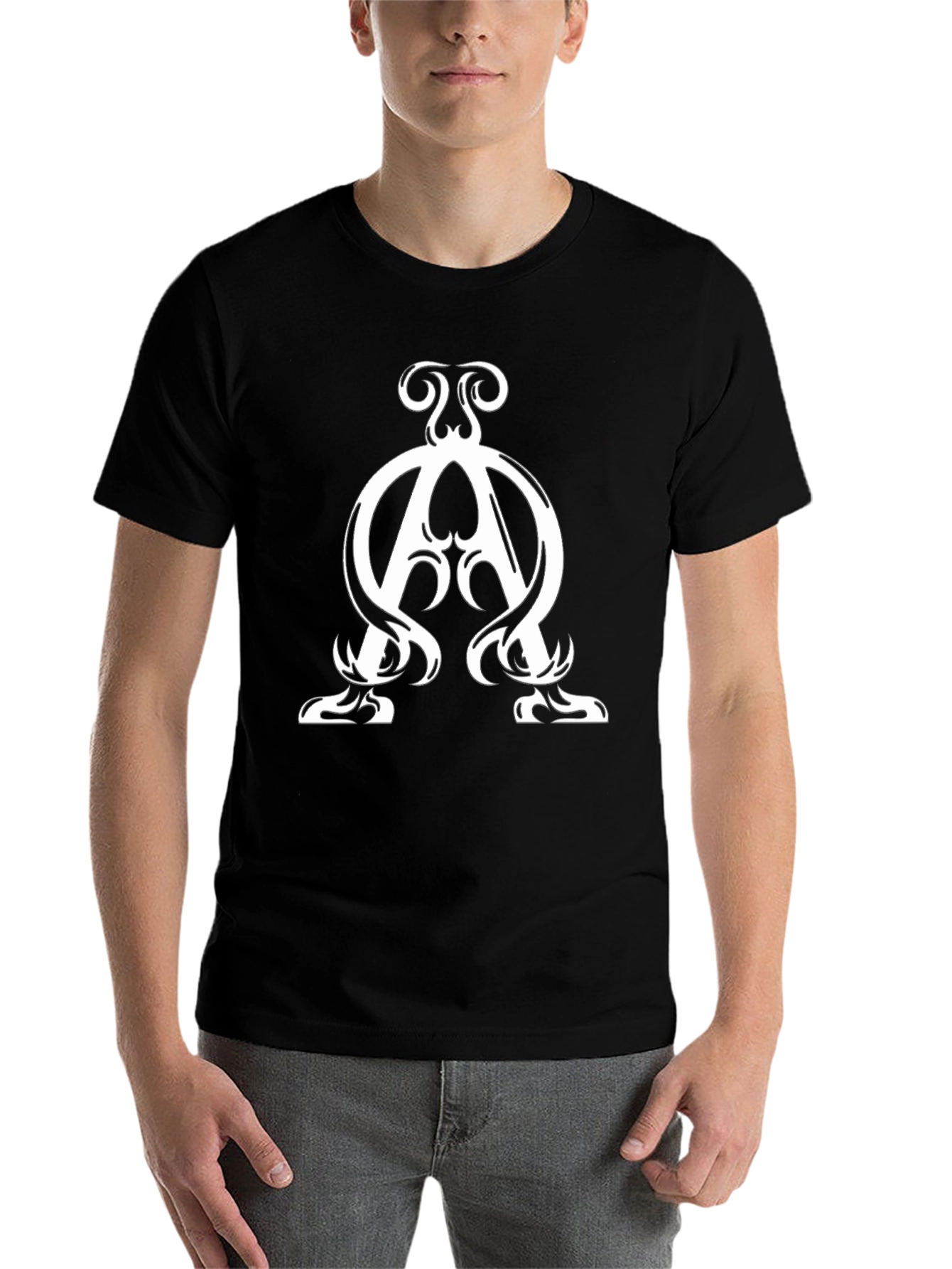 Black Alpha Omega Symbol T-Shirt - Stylish Christian Apparel view 7