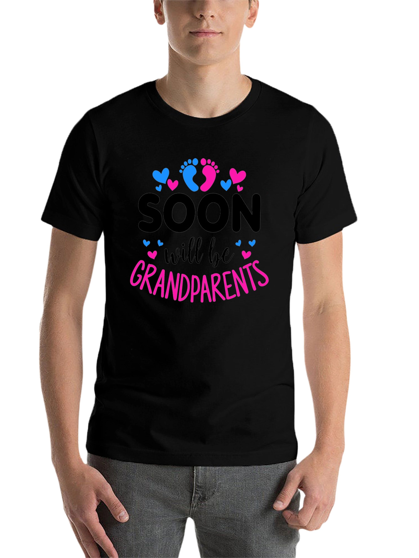 Black Soon to be Grandparents Baby Reveal T-shirt view 7