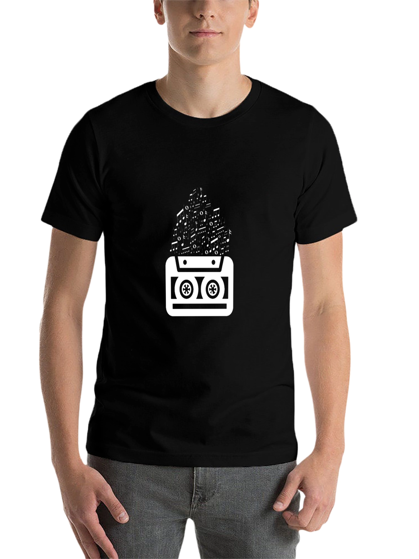 Black Retro Cassette Music T-Shirt - Black view 7