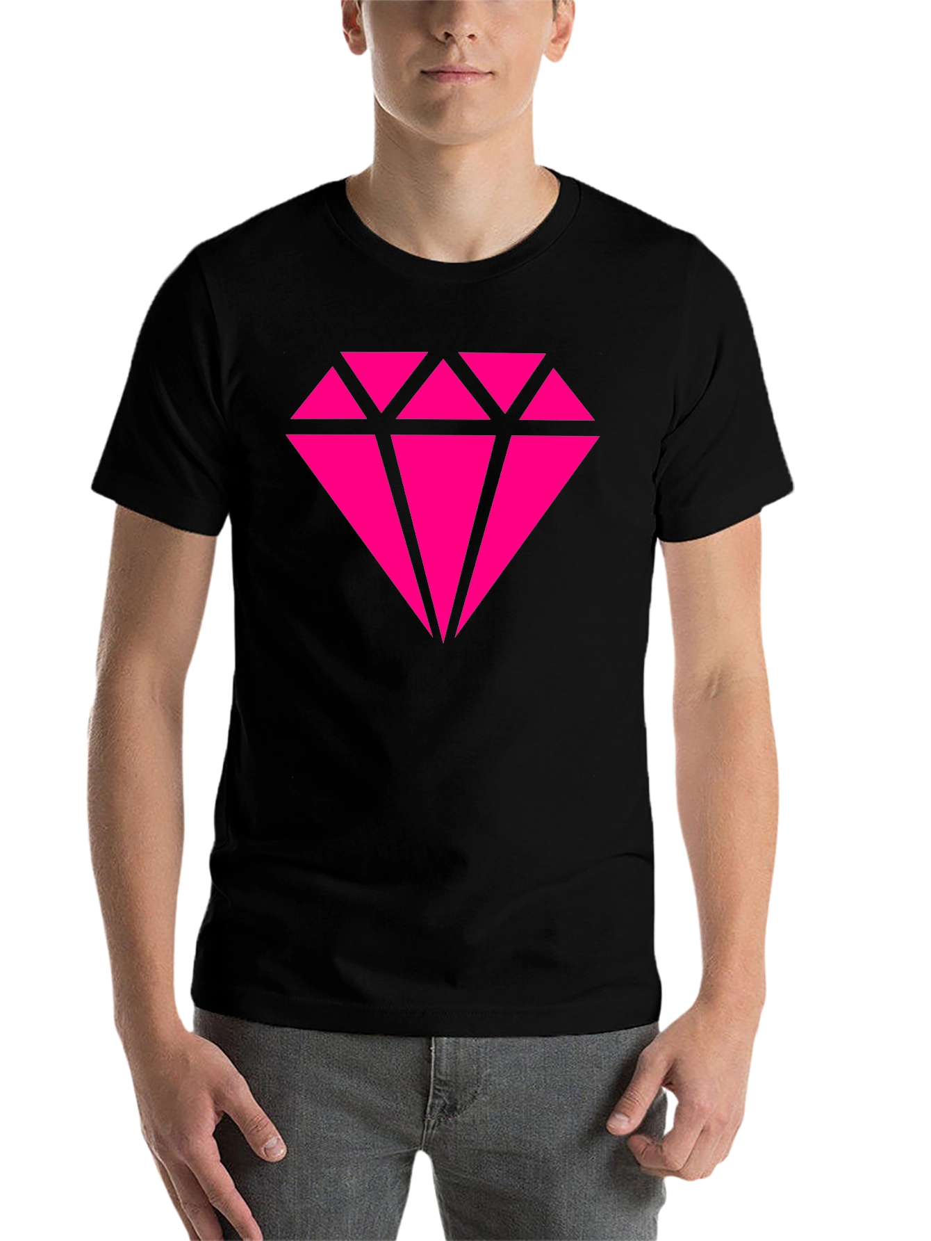 Black Pink Diamond Graphic Black T-Shirt view 7