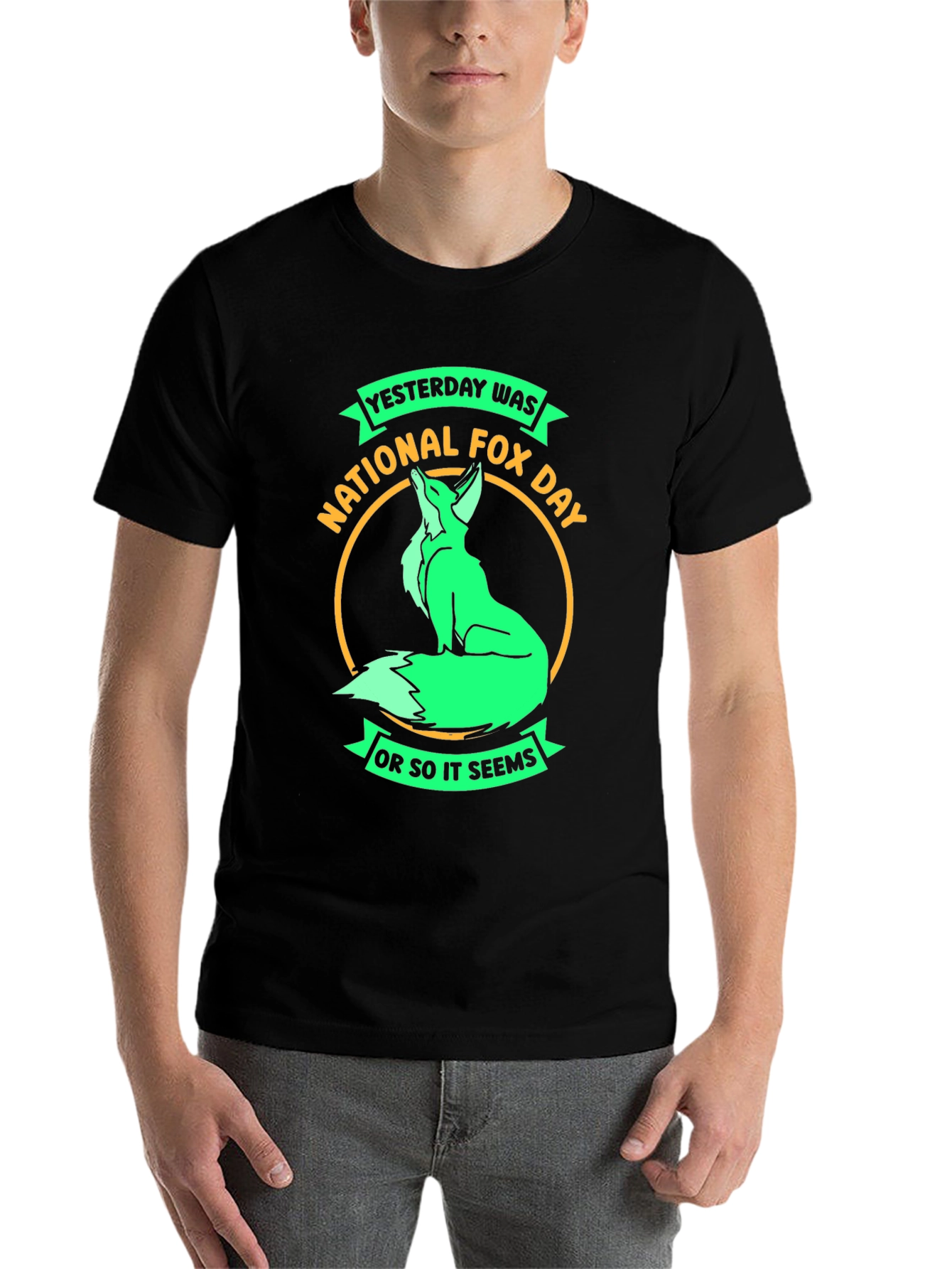Black National Fox Day T-Shirt - Funny Sarcastic Tee view 7