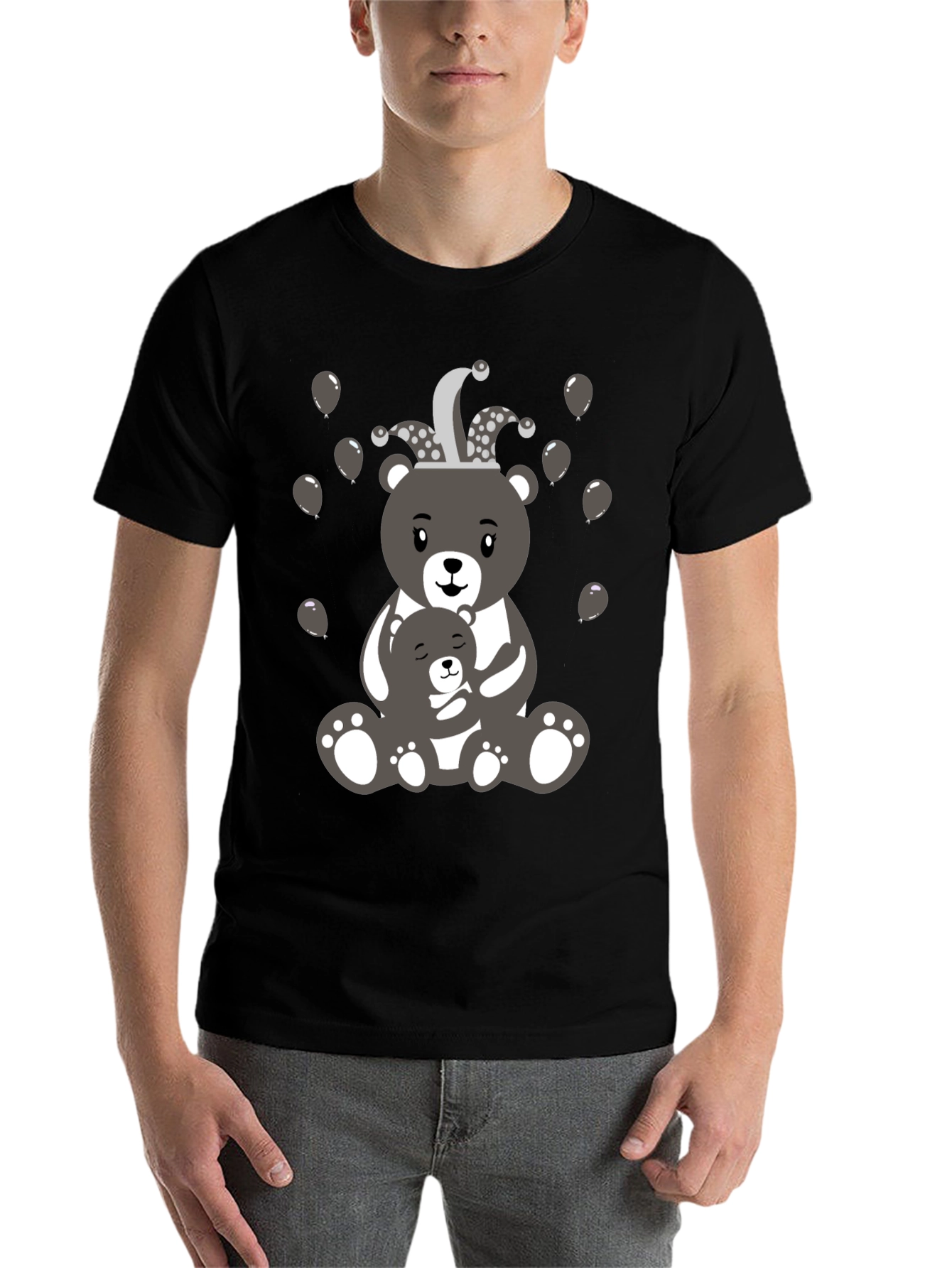 Black Cute Bear Family T-Shirt view 7