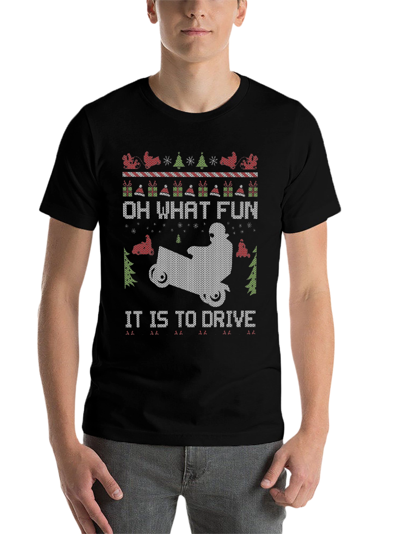 Black Ugly Christmas Snowmobile T-Shirt view 7