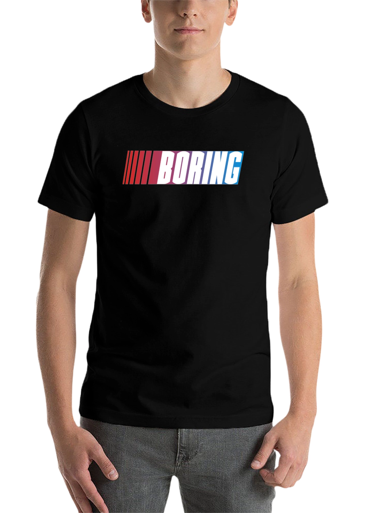 Black Boring Graphic T-Shirt - Black Cotton Tee view 7