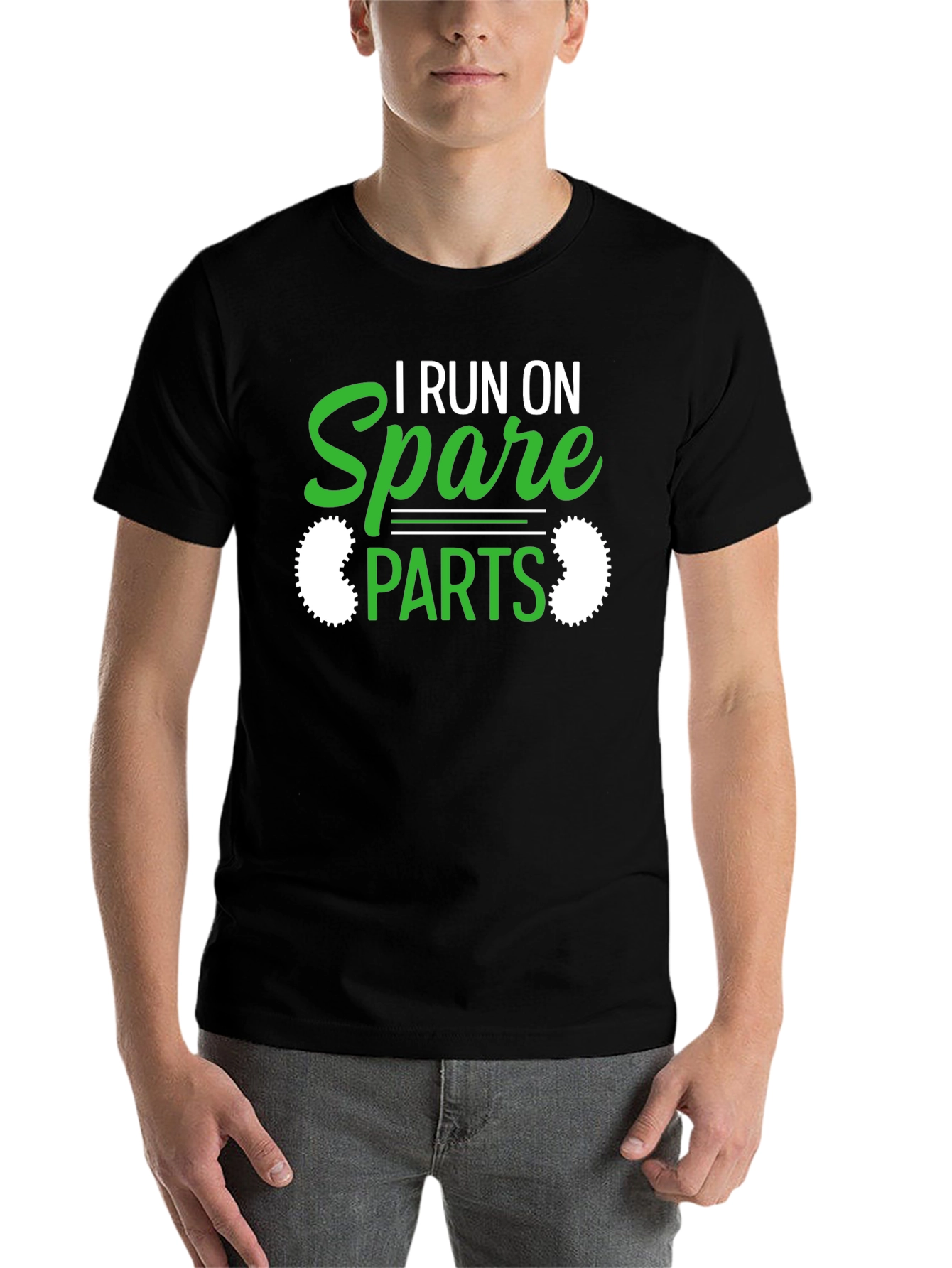 Black I Run On Spare Parts Funny Graphic T-Shirt view 7