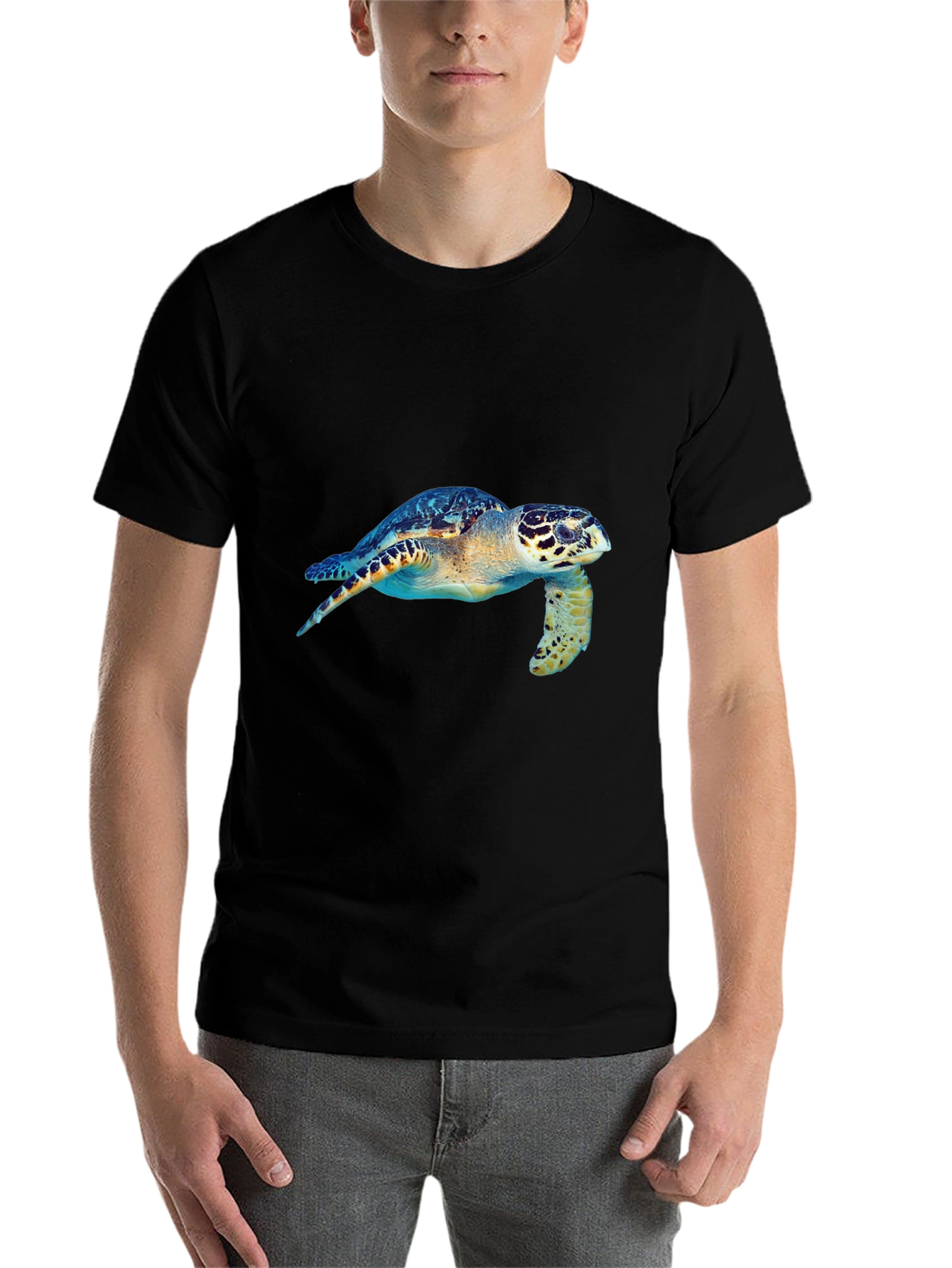 Black Sea Turtle Graphic Tee - Black Cotton Blend view 7