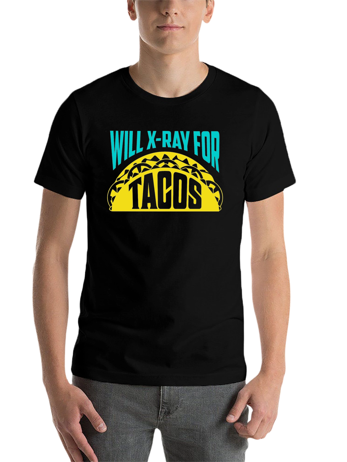 Black Will X-Ray for Tacos Funny Radiologist Graphic T-Shirt view 7
