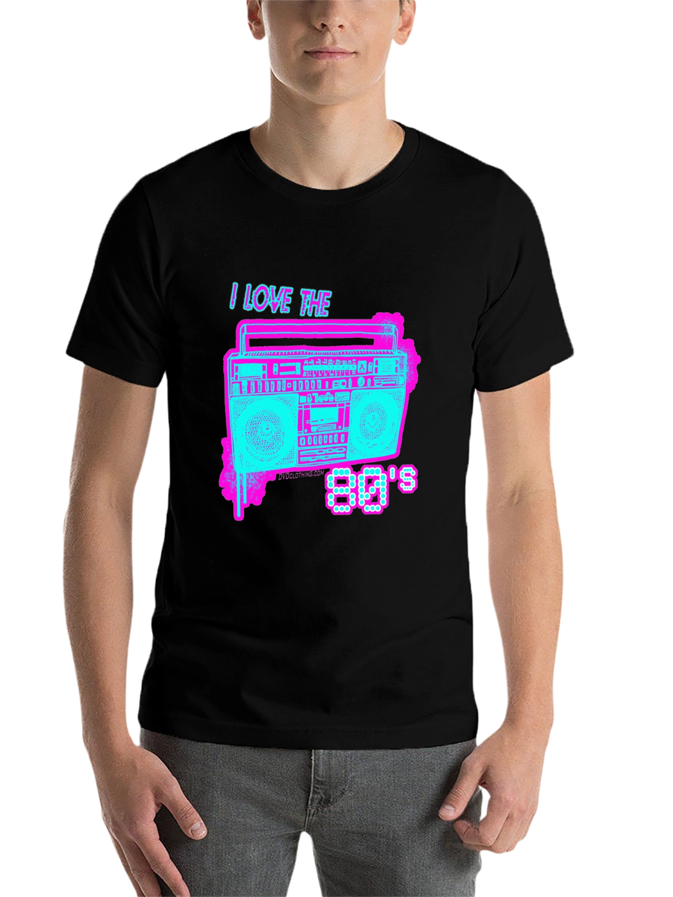 Black I Love the 80's Retro Boombox T-Shirt view 7