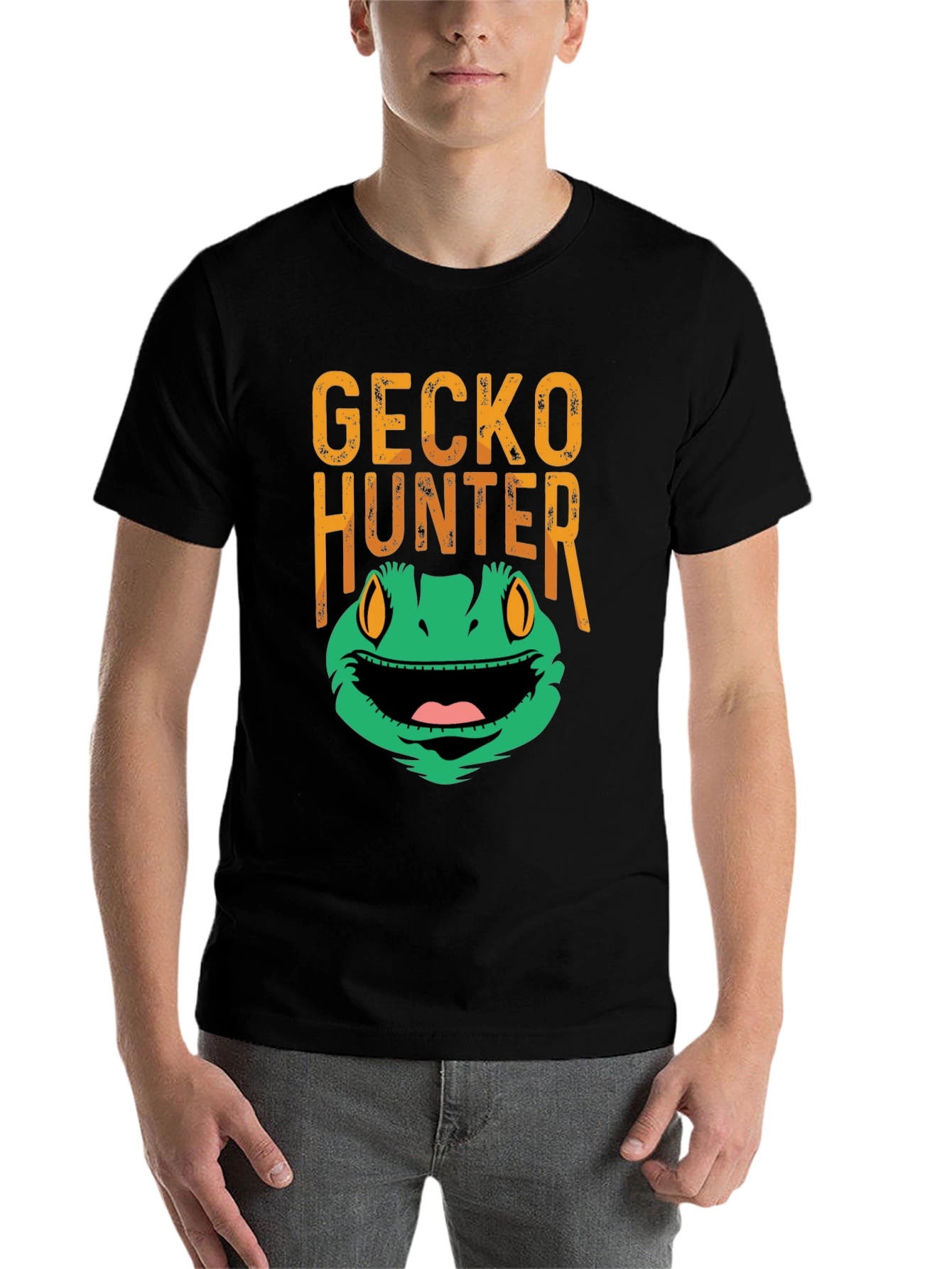 Black Gecko Hunter Funny Graphic Tee view 7