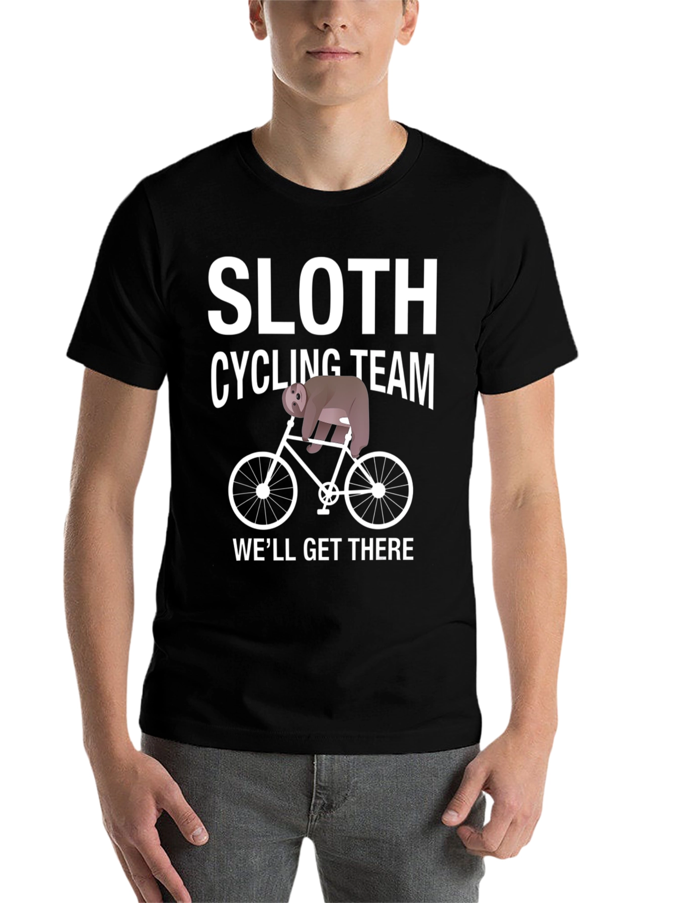 Black Sloth Cycling Team T-Shirt - Funny Novelty Tee view 7