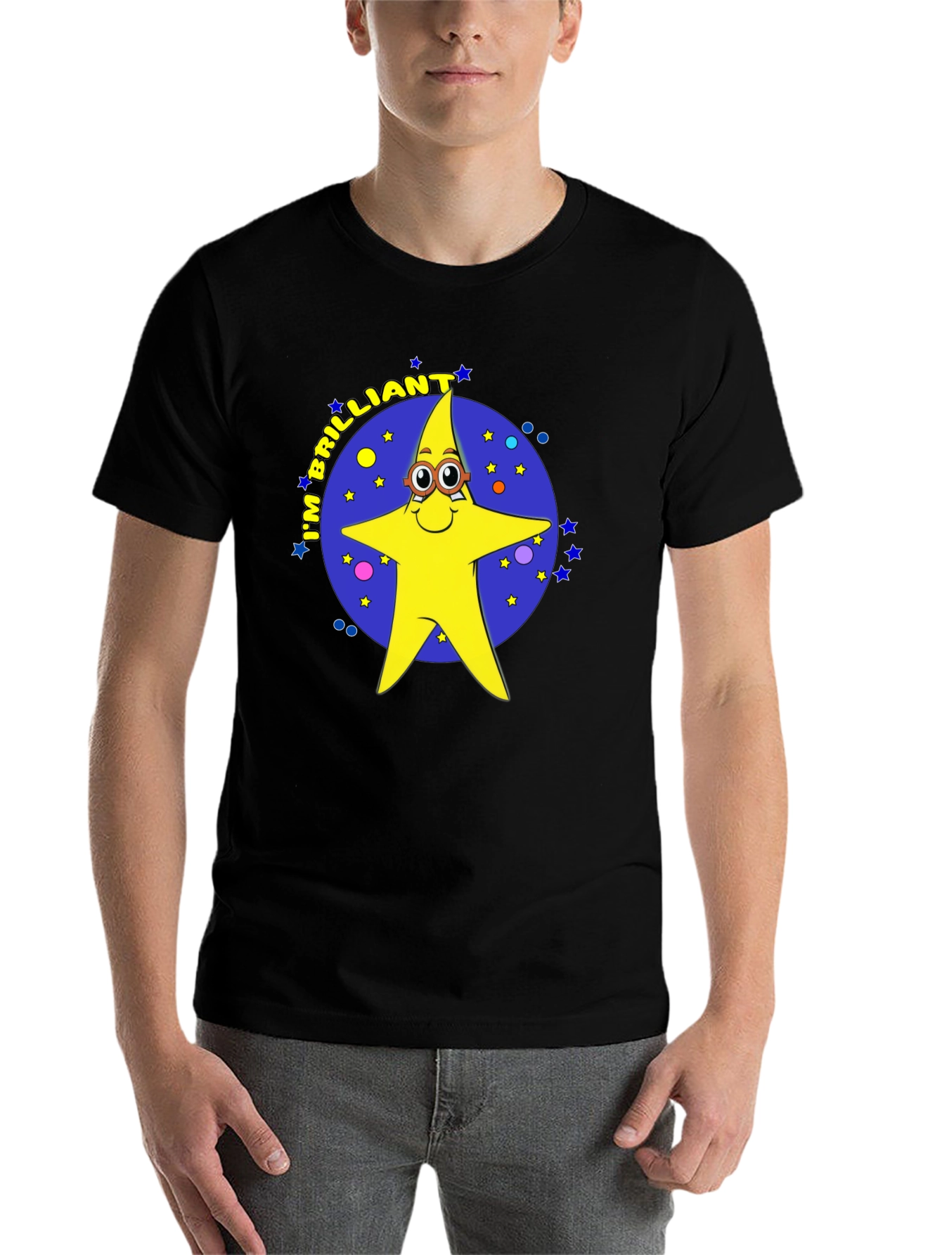 Black Brilliant Star Cartoon Graphic T-Shirt view 7