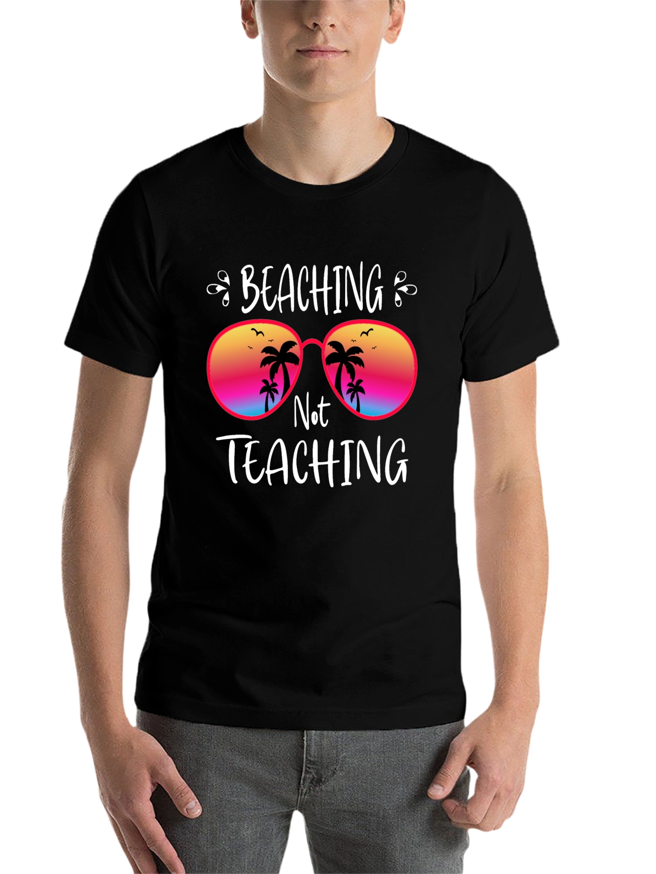Black Beaching Not Teaching Graphic T-Shirt view 7