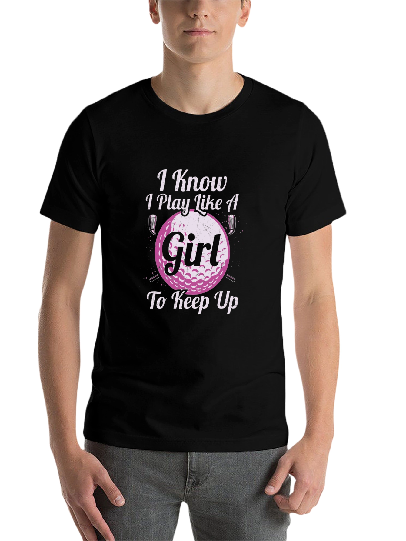 Black I Know I Play Like A Girl Golf T-Shirt view 7