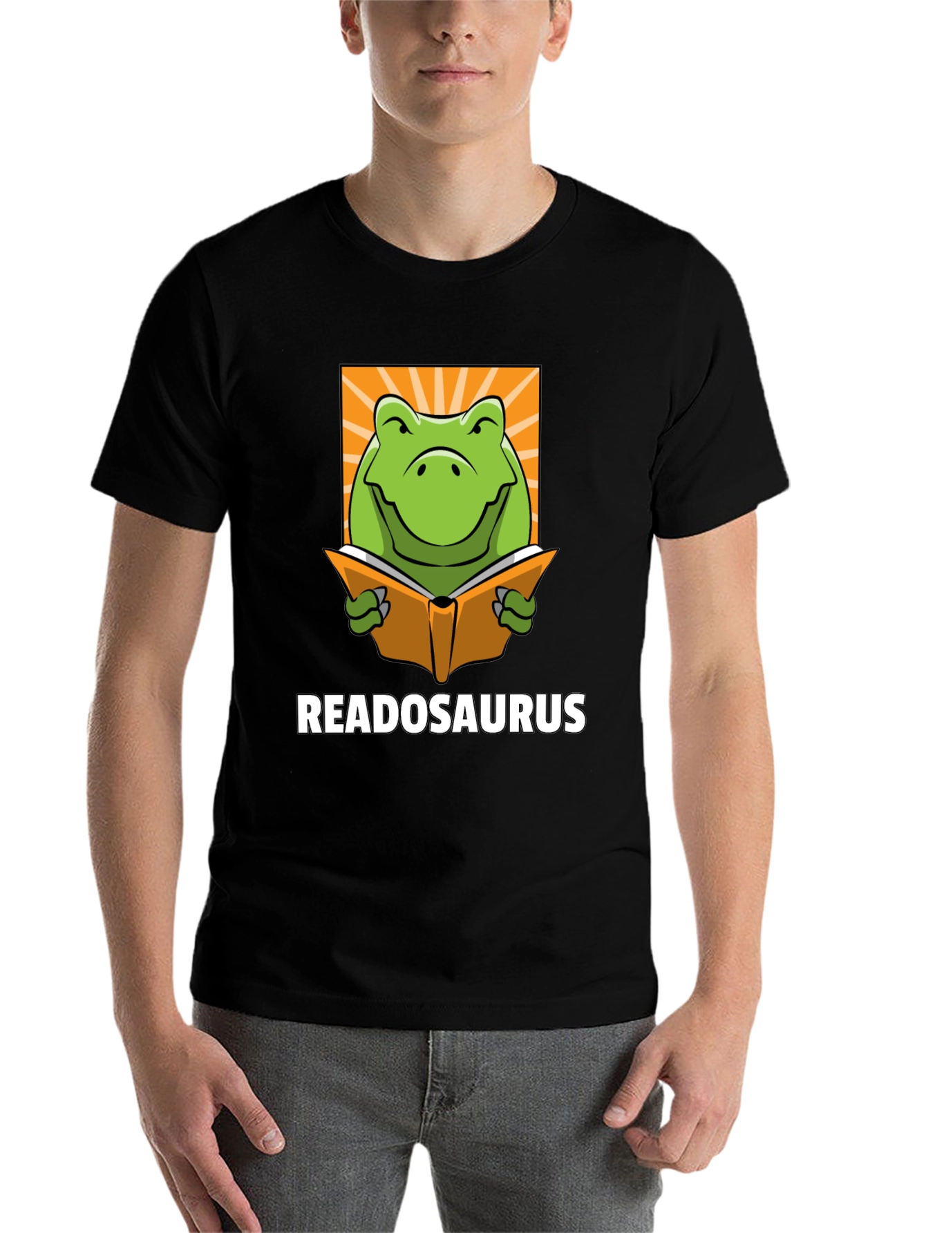 Black Readosaurus Graphic T-Shirt - Book Loving Dinosaur Tee view 7