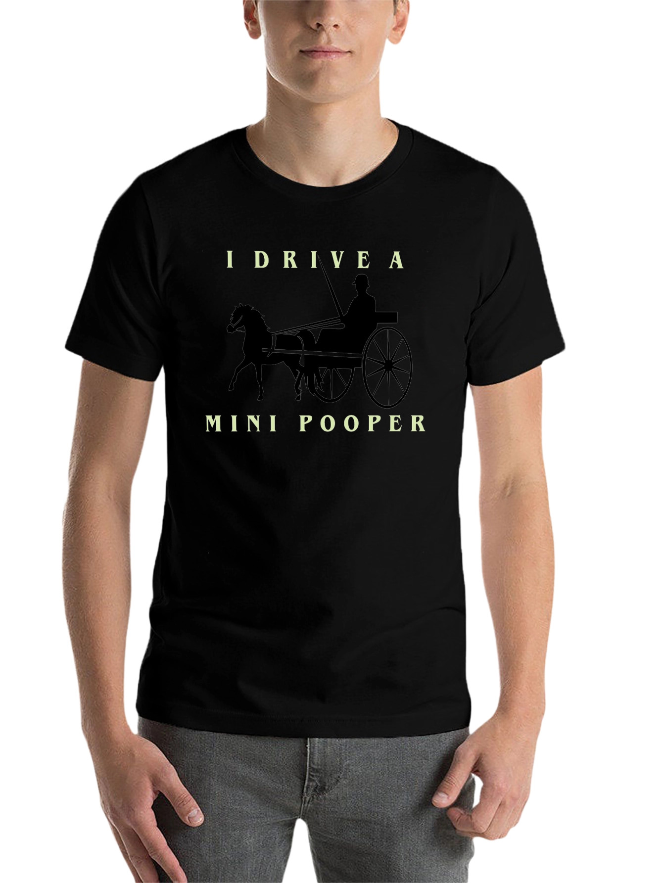 Black I Drive a Mini-Pooper Black Graphic T-Shirt view 7