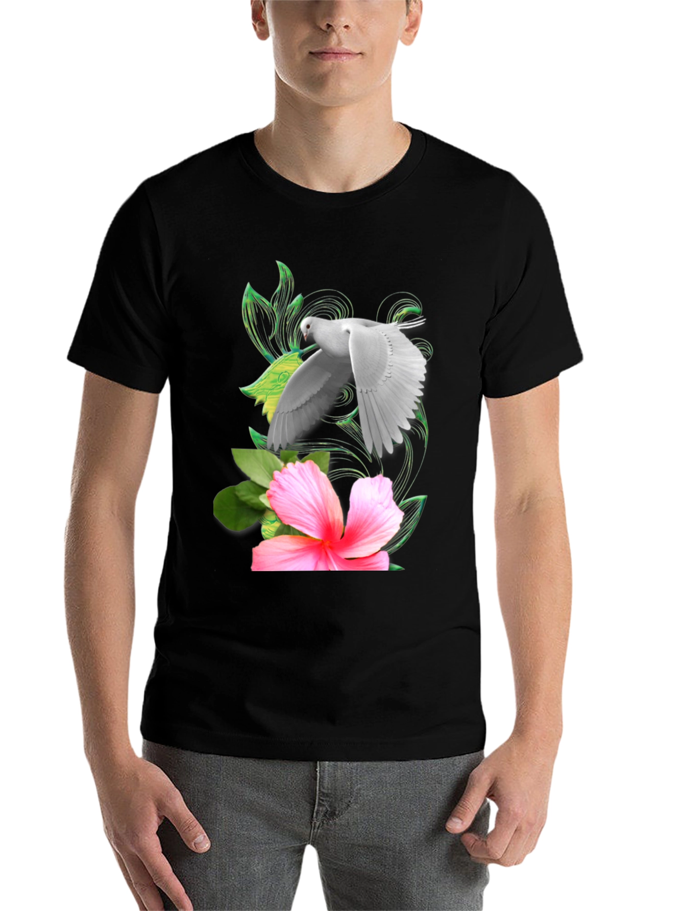 Black Dove & Hibiscus Graphic T-Shirt view 7