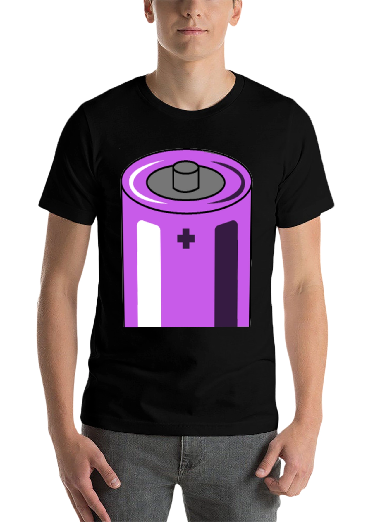 Black Battery Graphic Tee - Mens Novelty T-Shirt view 7