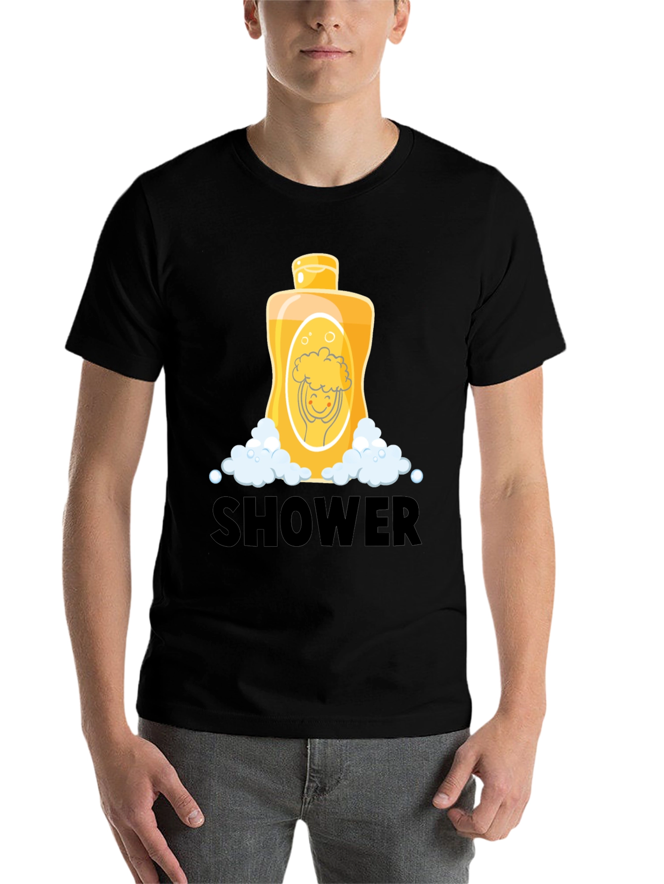 Black Shower Time Cartoon Graphic Tee view 7