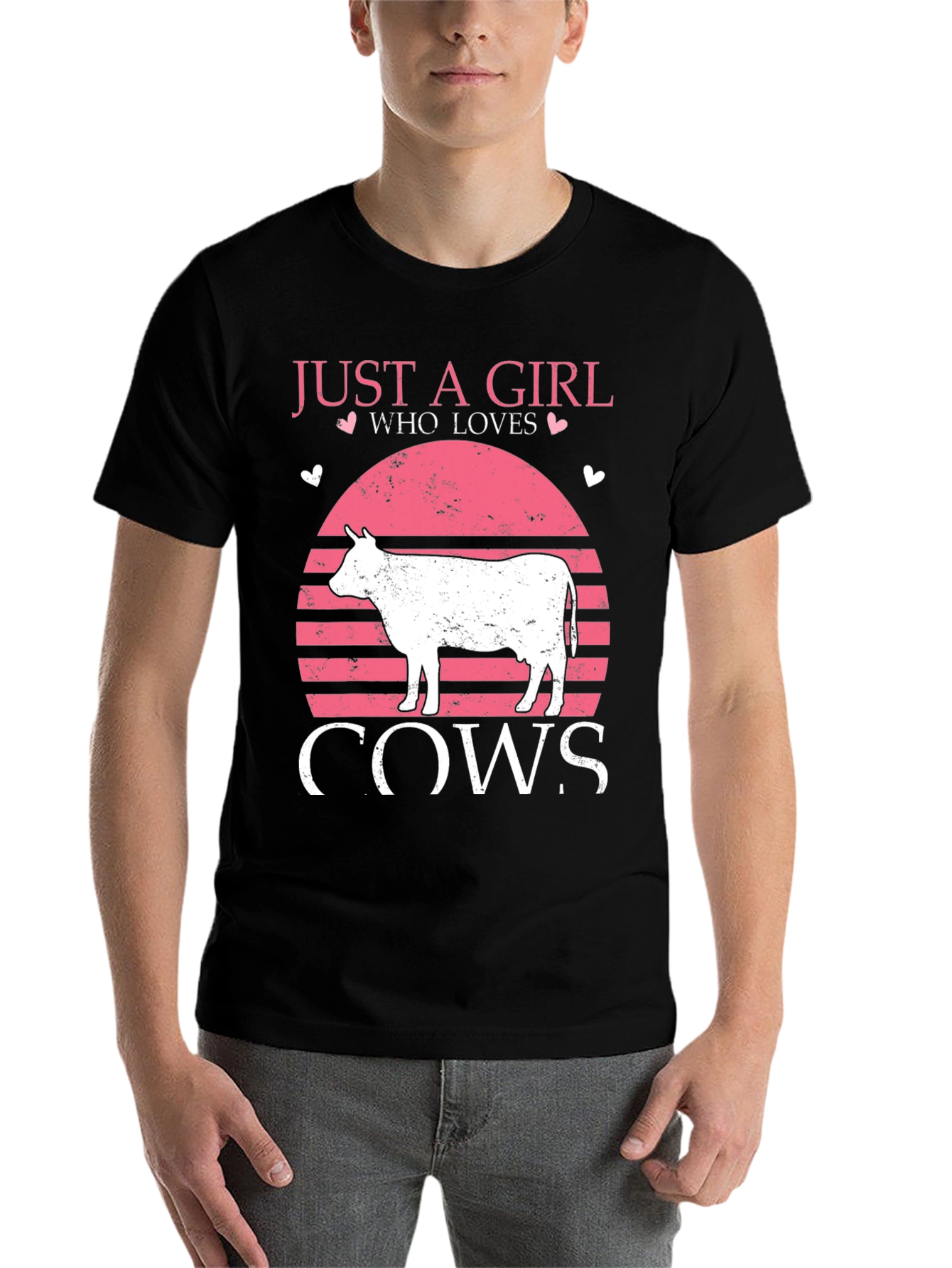 Black Just a Girl Who Loves Cows T-Shirt view 7