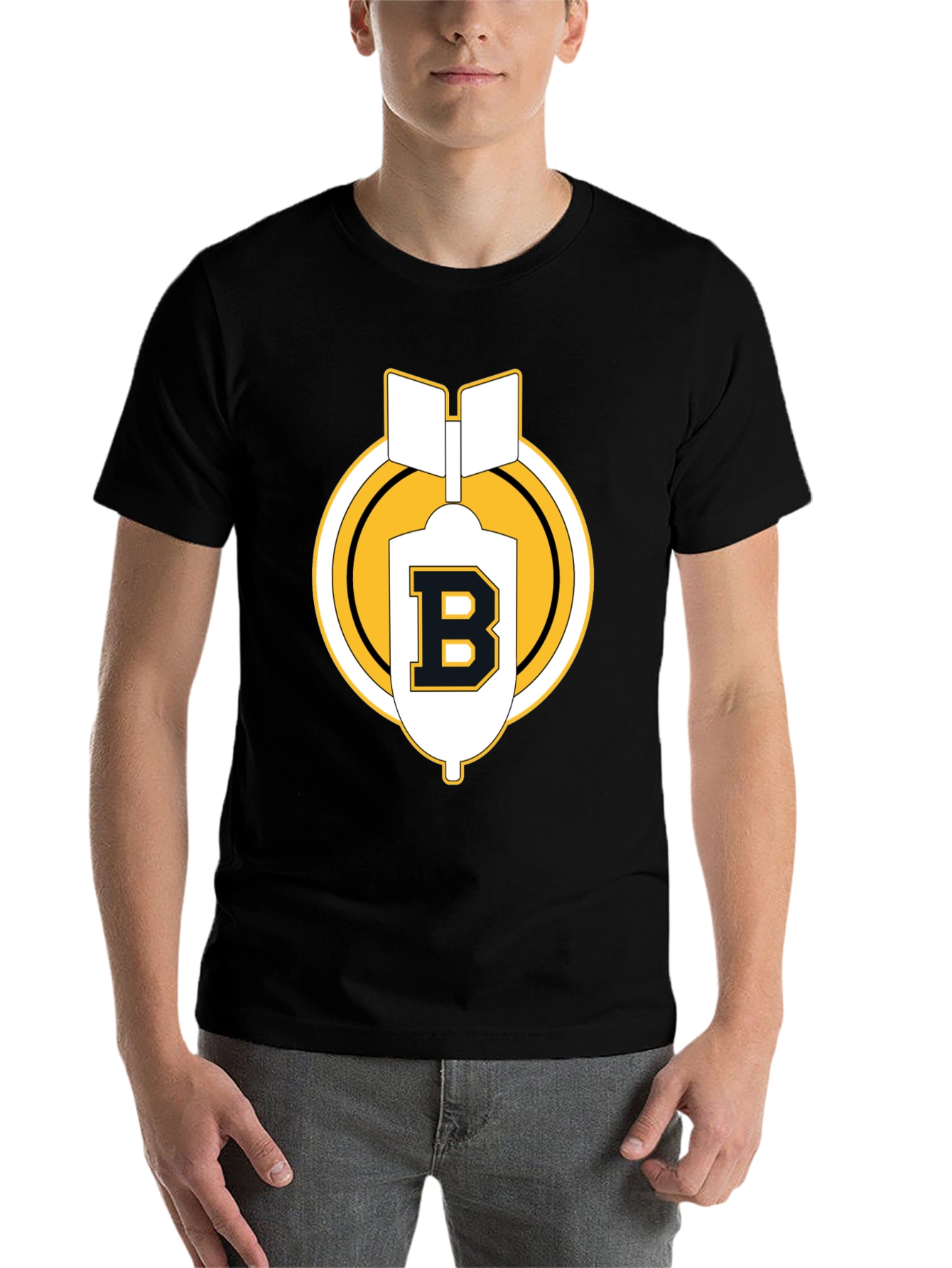 Black Black Tee with B Letter Bomb Graphic view 7